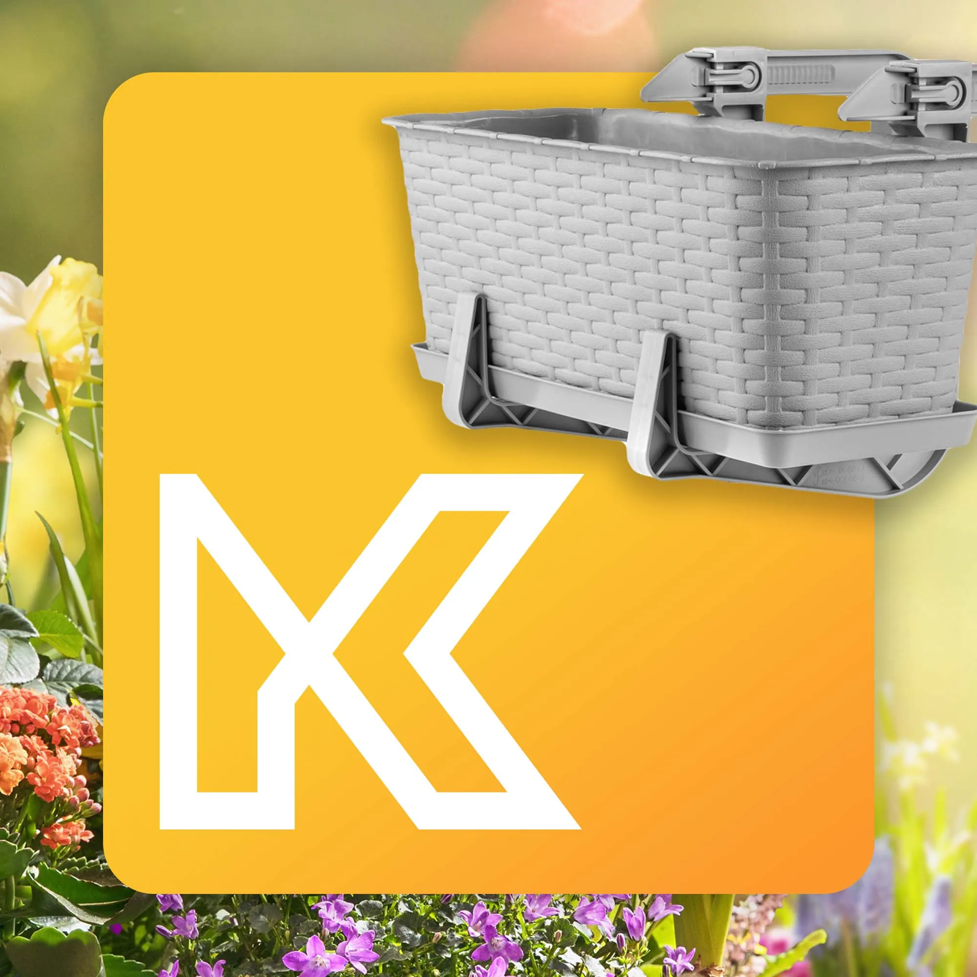 Balkono dėžė su rankenomis Castro šviesiai pilka 40 cm