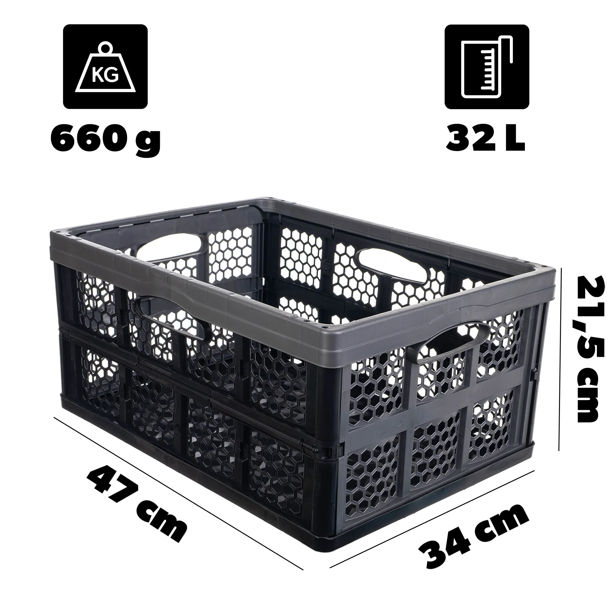 „Kamari“ 32 l sulankstoma įrankių dėžė, pilka