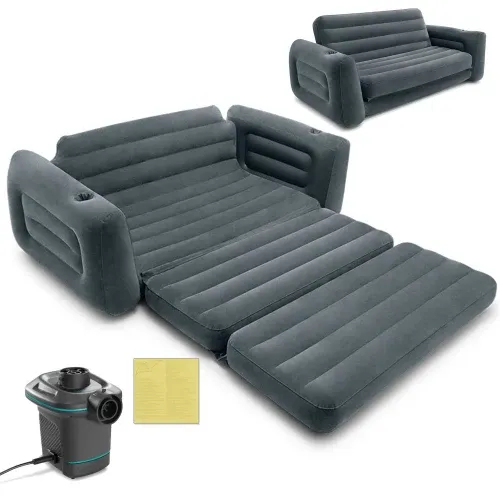Sofa 2 viename, aksominis čiužinys + pompa INTEX 66552-66640 - nuotrauka 1