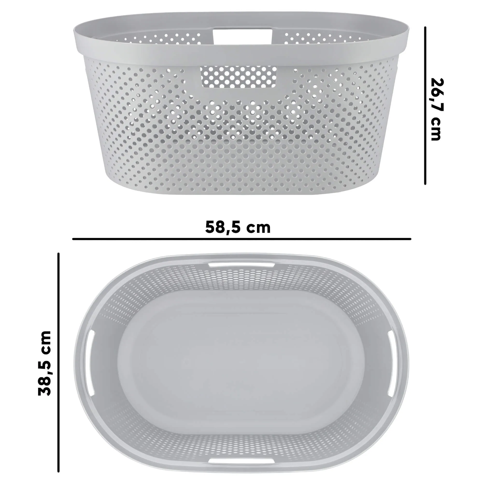 60 litrų krepšys su dangčiu + 45 litrų konteineris „Curver Infinity“, šviesiai pilkas