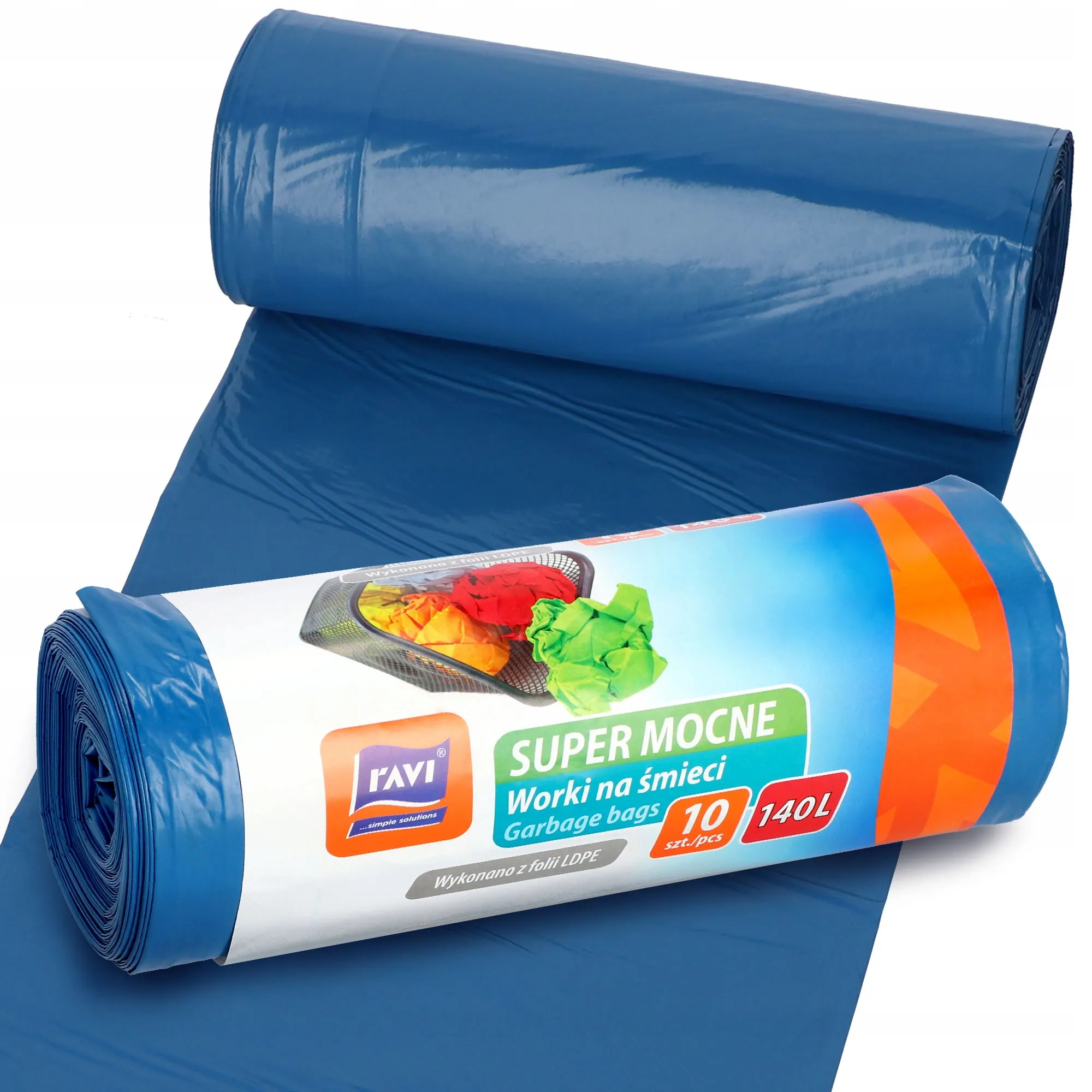 „Ravi“ itin tvirti LDPE šiukšlių maišai, 140 l, 10 vnt.
