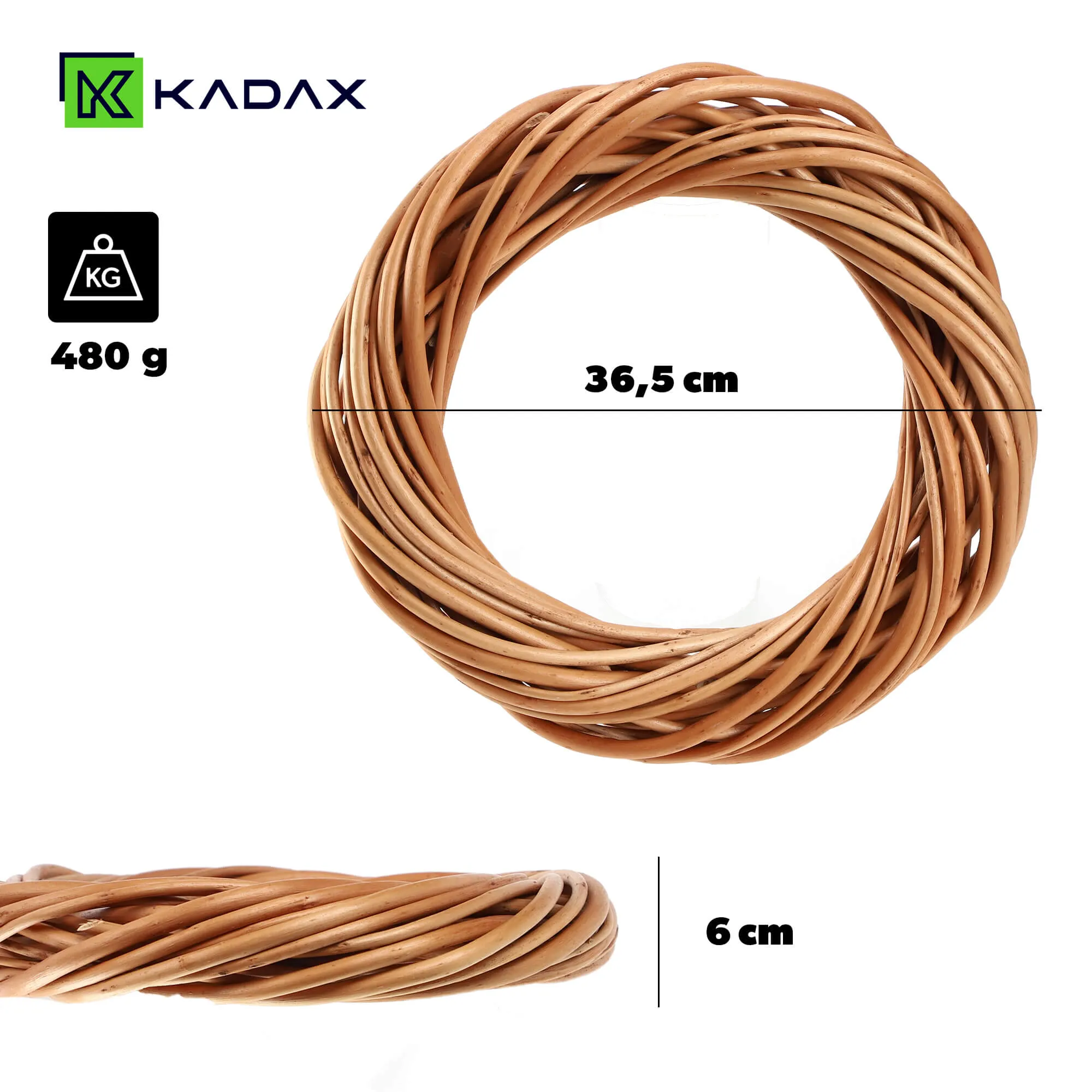 Berno vytelių vainikas 40 cm, natūralus