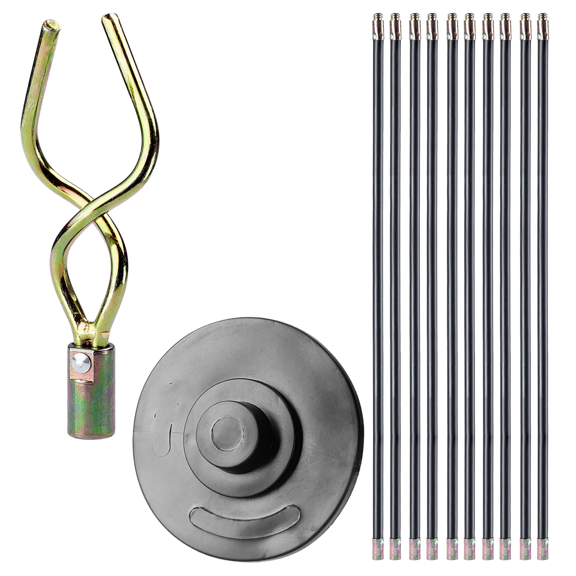 10 Riglon kanalizacijos atkimšimo strypų rinkinys, 9 m, juodi