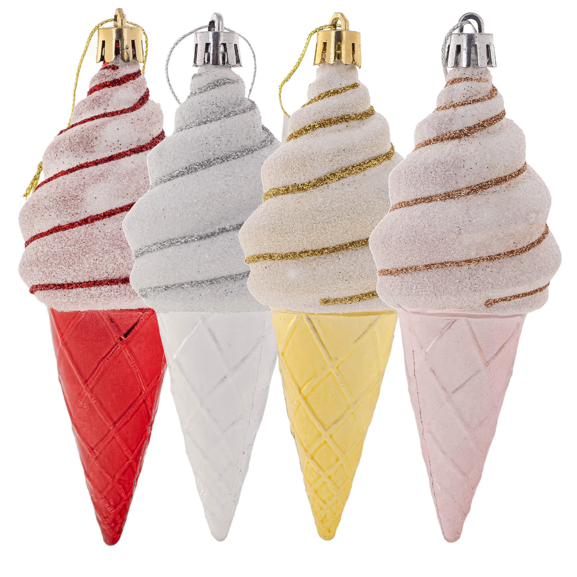 Abos kalėdinių eglutės papuošalų rinkinys, 4 vnt., ledai