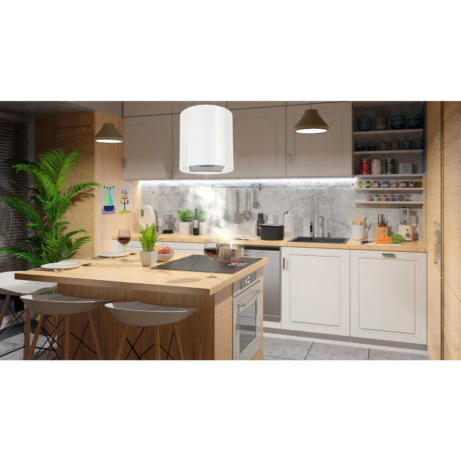 Pakabinamas virtuvės gartraukis, 35 cm, baltas, BT-228 - nuotrauka 1