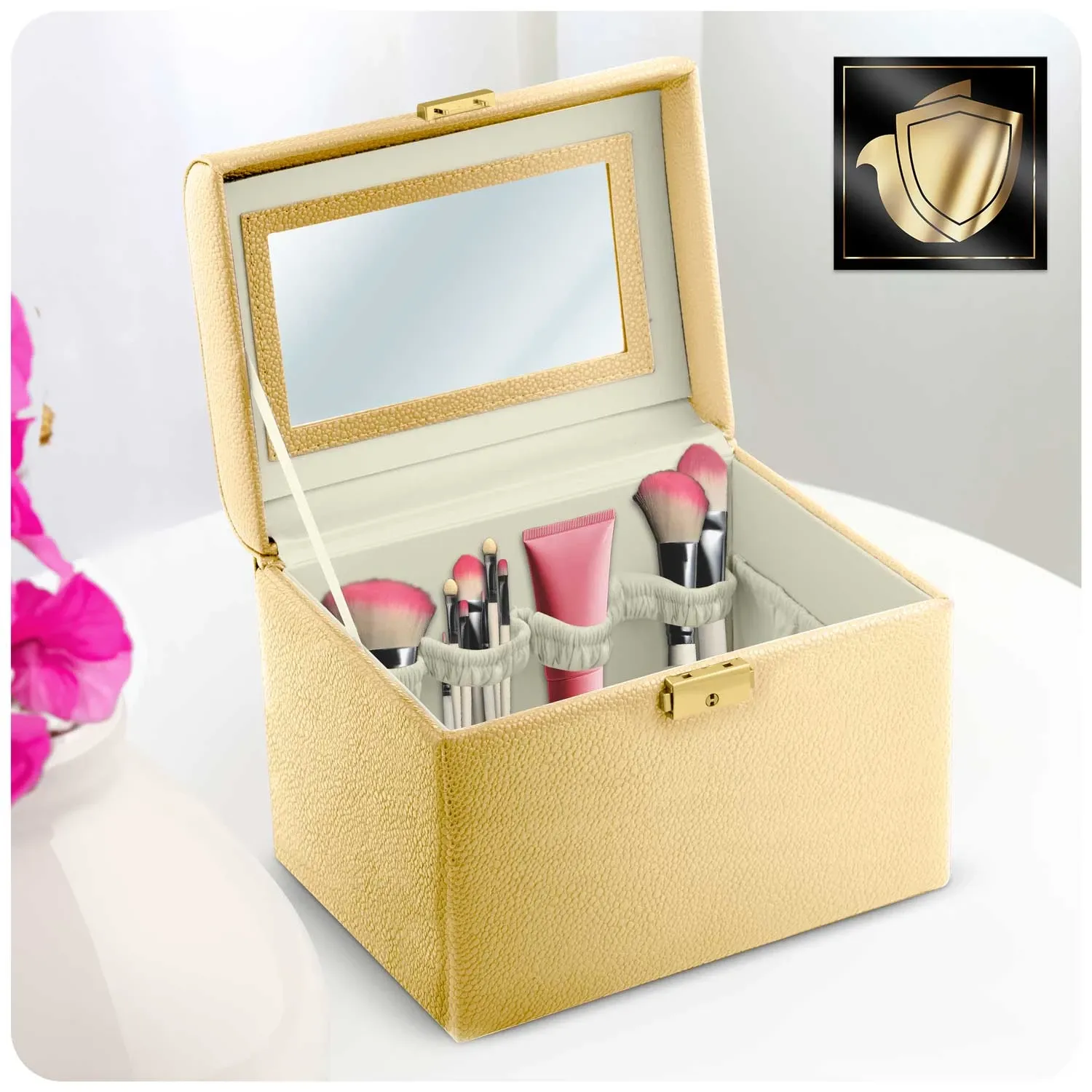 Massido MS-706 kosmetikos dėklas, auksinis - nuotrauka 1