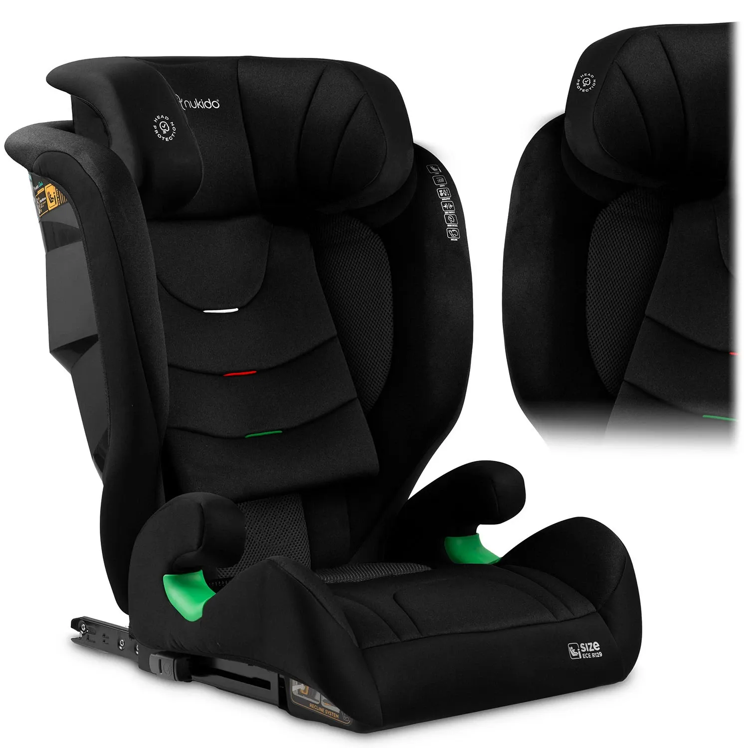 Nukido Louis minkšta juoda automobilinė kėdutė 15-36 kg ISOFIX - nuotrauka 1