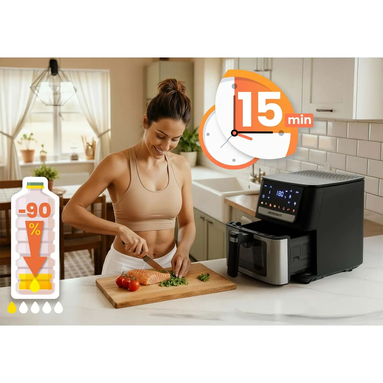 Oro gruzdintuvė 6,5 l Berdsen 1700W BD-655 juoda - nuotrauka 1