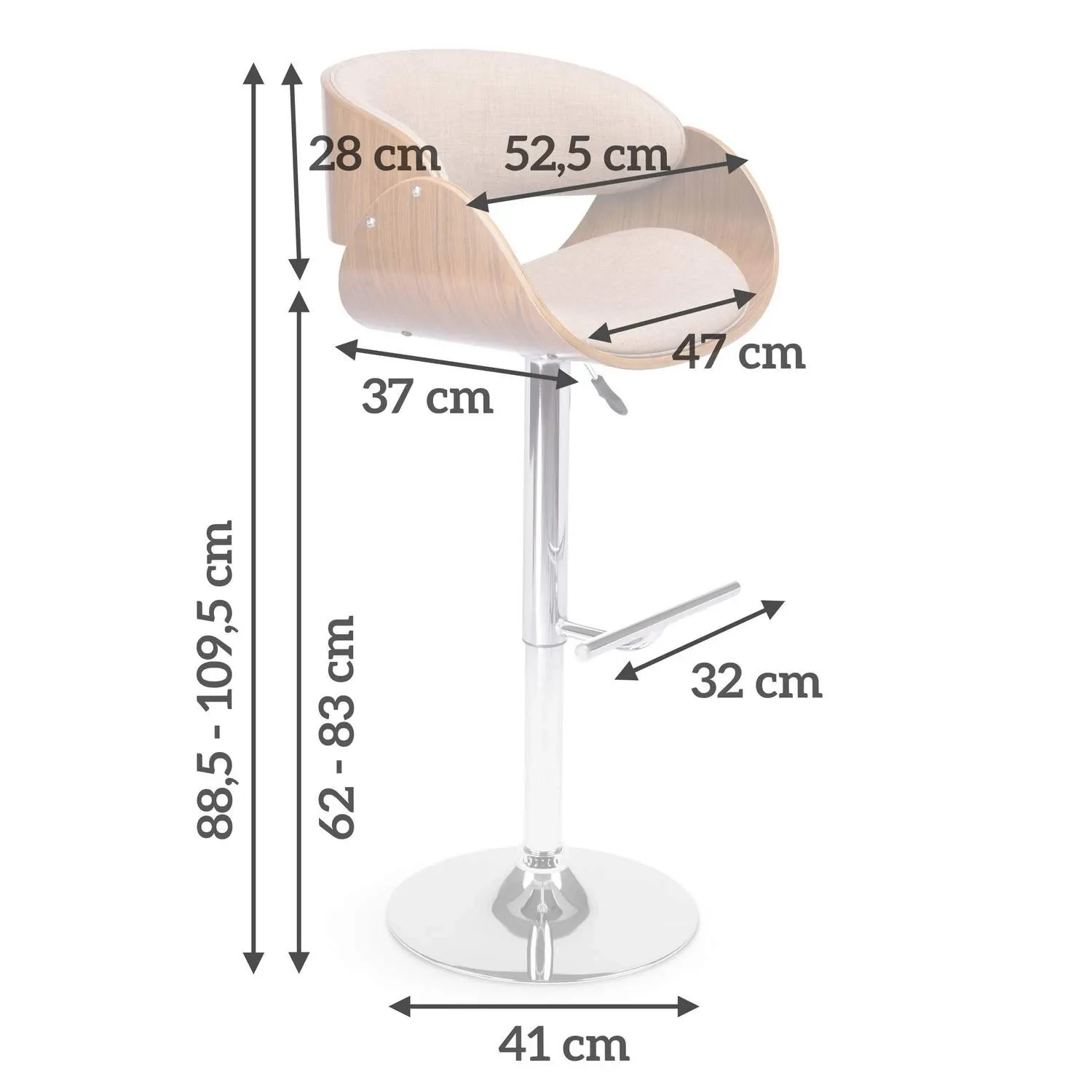 Sofotel Fazio baro kėdė, šviesiai ruda - nuotrauka 1