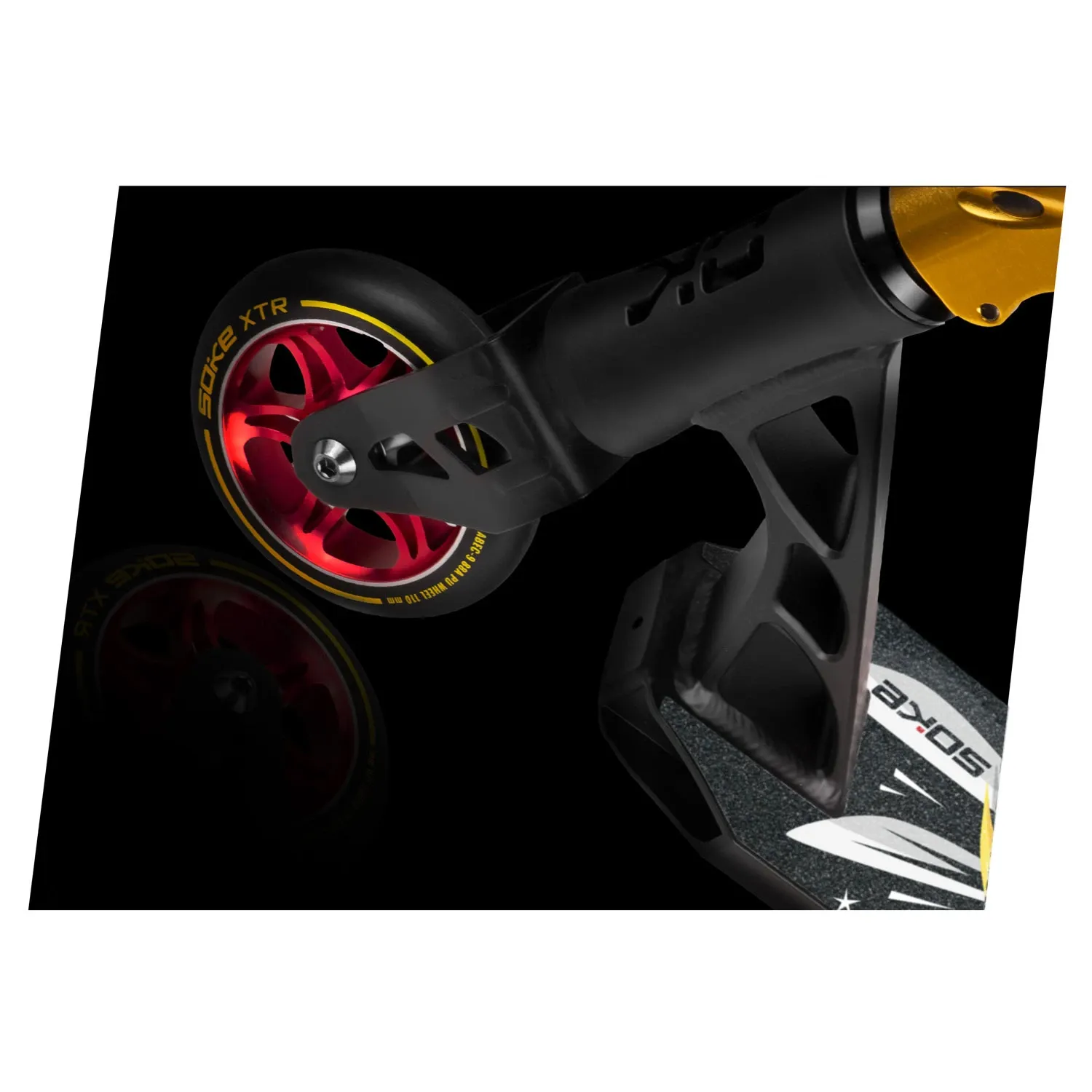 SOKE XTR triukų paspirtukas juodas ir geltonas - nuotrauka 1