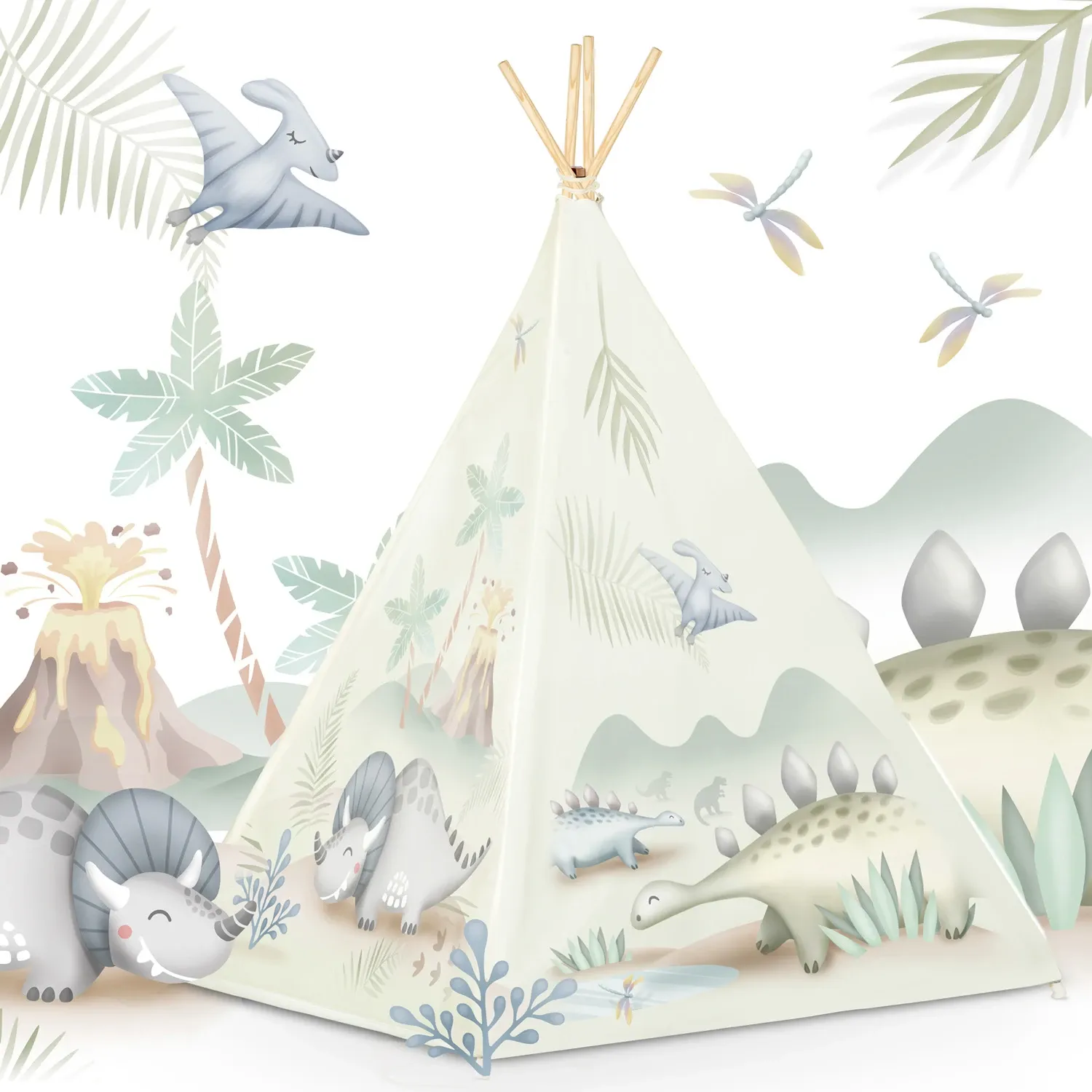 Nukido tipi palapinė vaikams – dinozaurai - nuotrauka 1