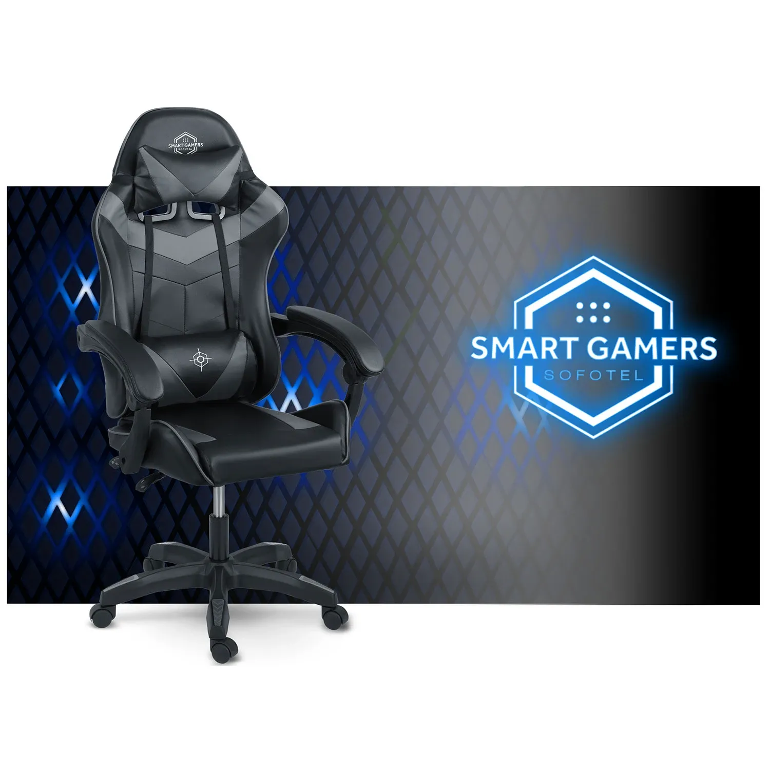 Sofotel Draknor žaidimų kėdė, juoda ir pilka - nuotrauka 1