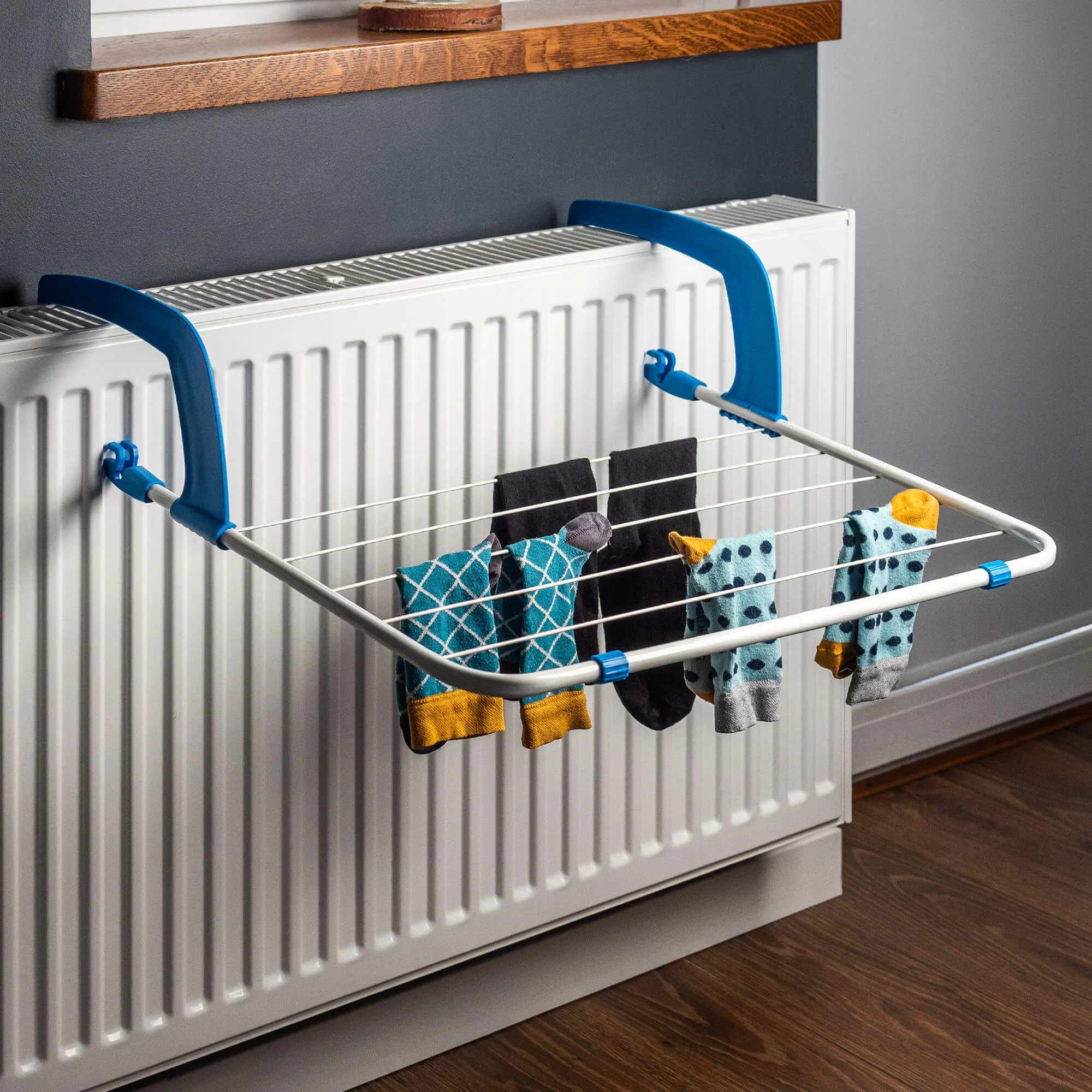 Sava 3 viename pastatoma drabužių džiovyklė, 168 cm, mėlyna