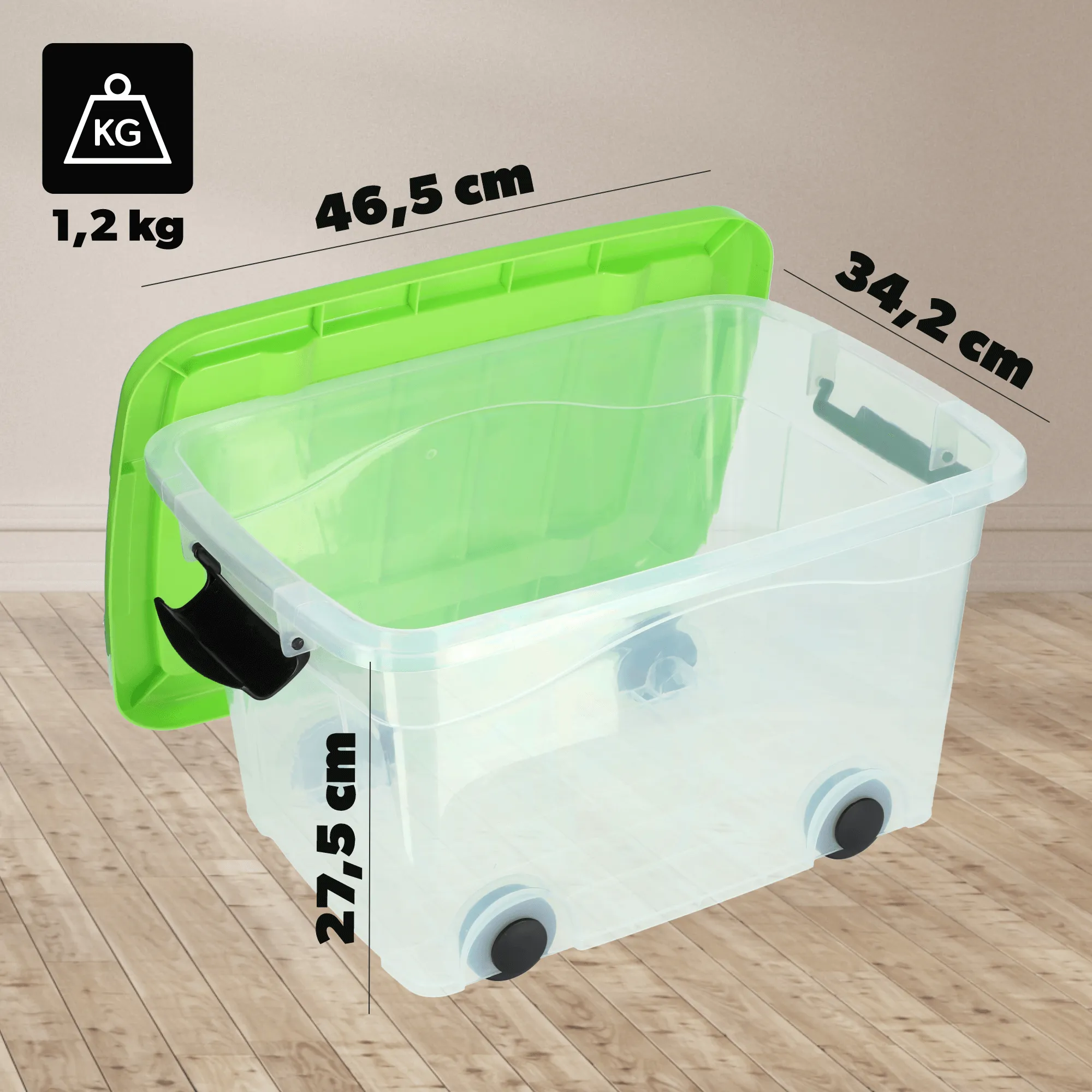 Vado 20 l plastikinis šiukšliadėžė su ratukais, žalias