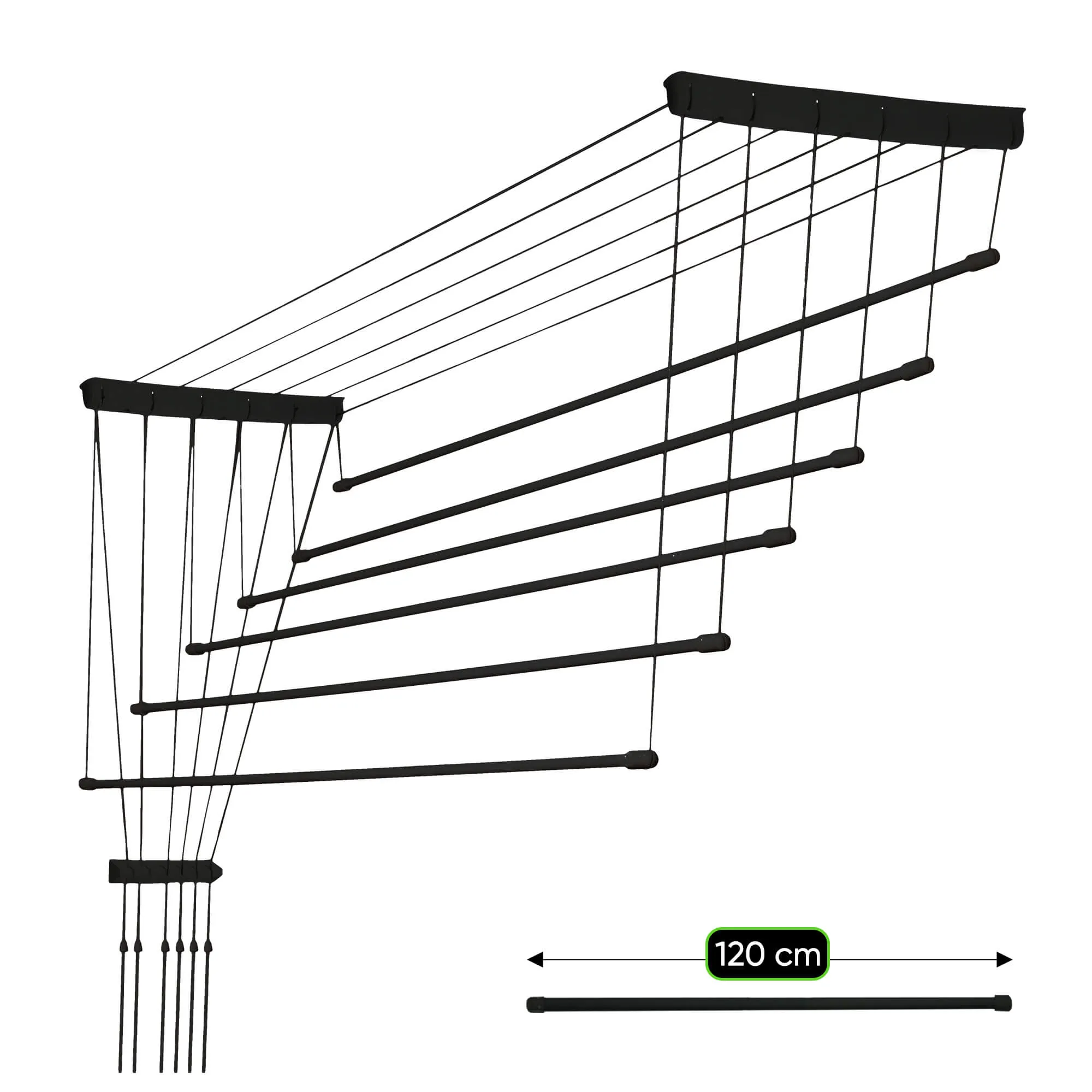 „Torp“ lubinė drabužių džiovyklė, 6 stovai, 120 cm, juoda