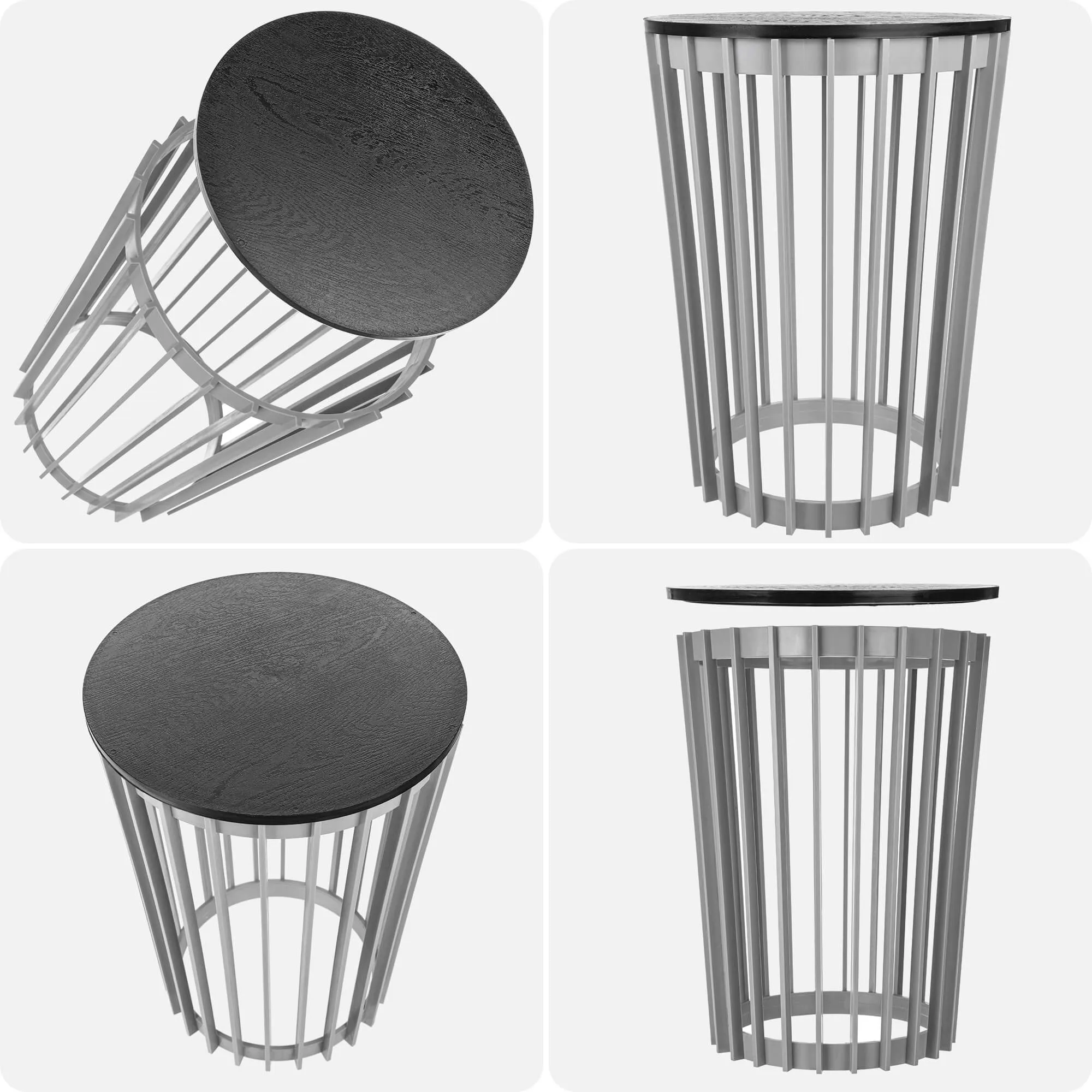 Aytre dvipusis augalų stovas 40 cm platinos spalvos + juodas stalviršis