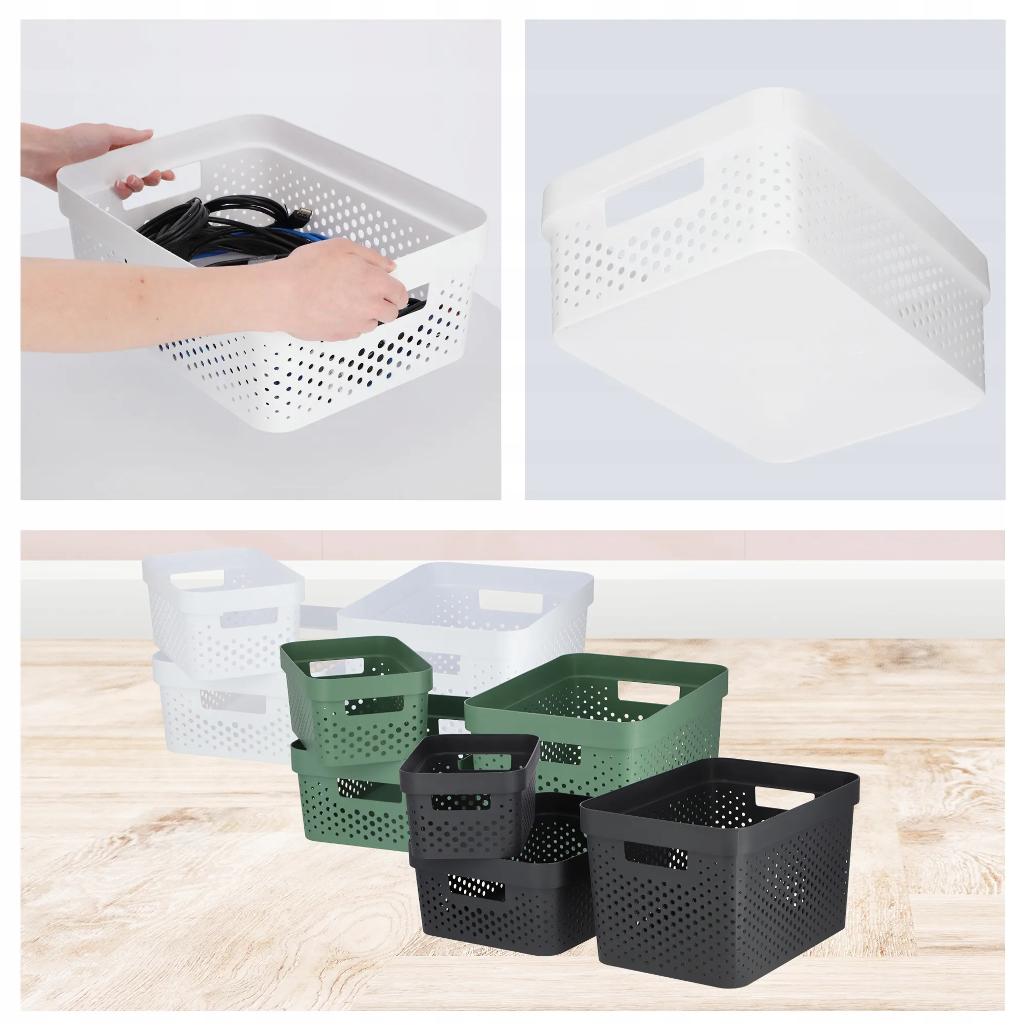 „Curver Infinity“ sandėliavimo konteineriai 4,5 + 11 + 17 l, balti