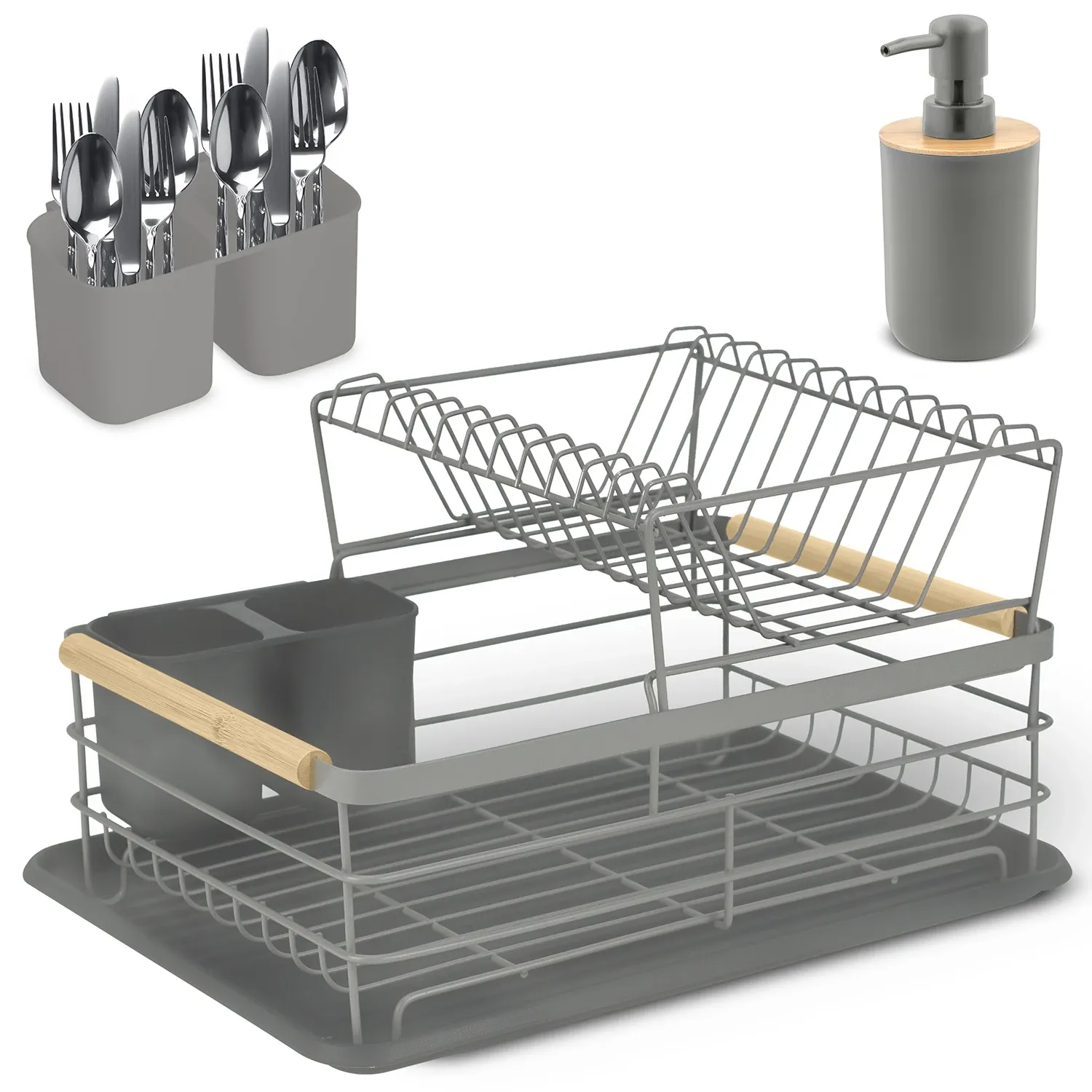 Dviejų lygių indų džiovyklė MS-601 Massido pilka - nuotrauka 1