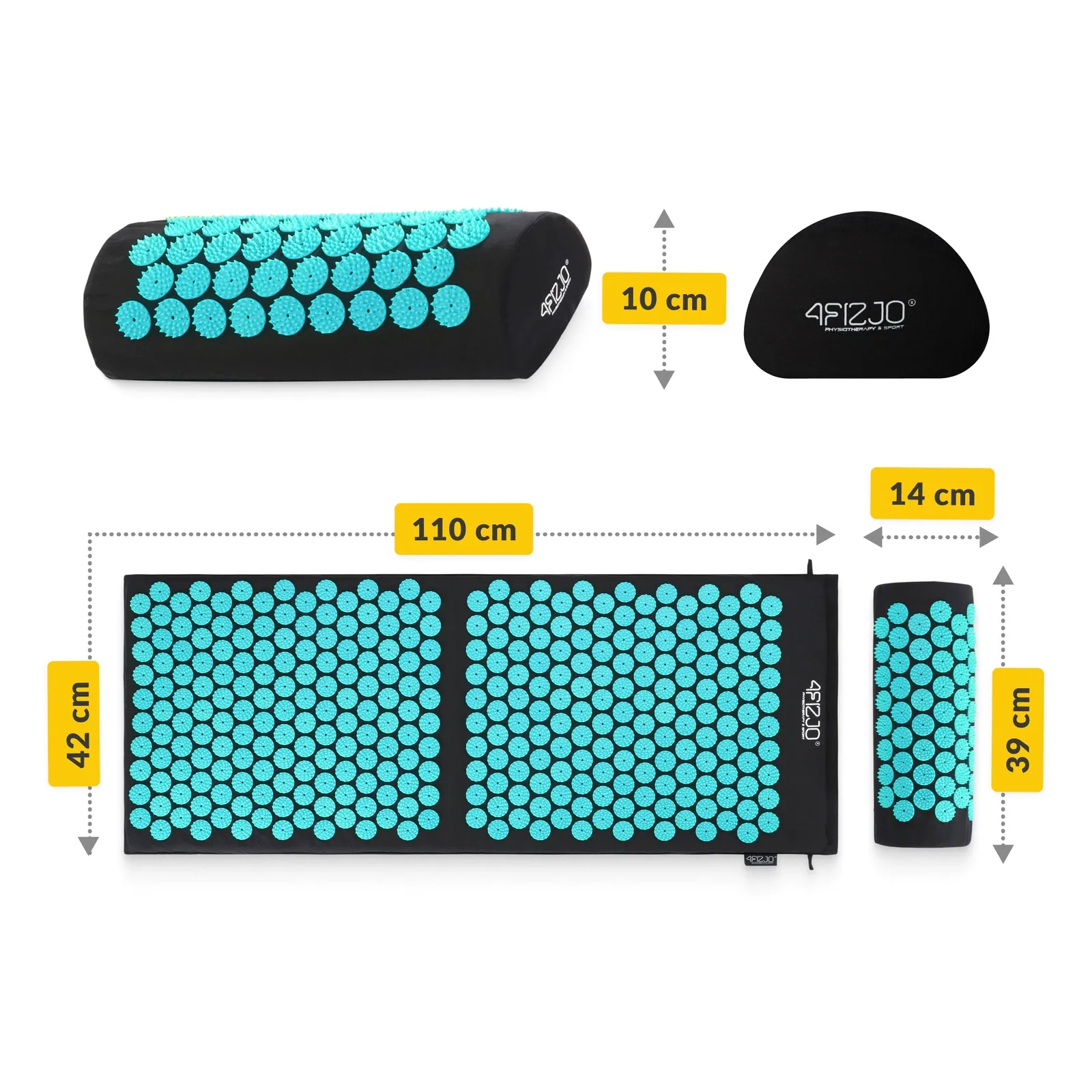 Didelis akupresūros kilimėlis su pagalvėle