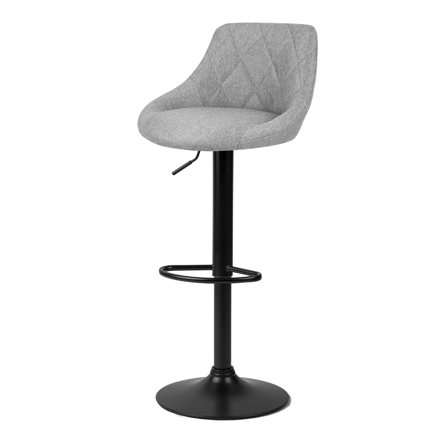 Nerra baro kėdė su atlošu, pilkas audinys - nuotrauka 1