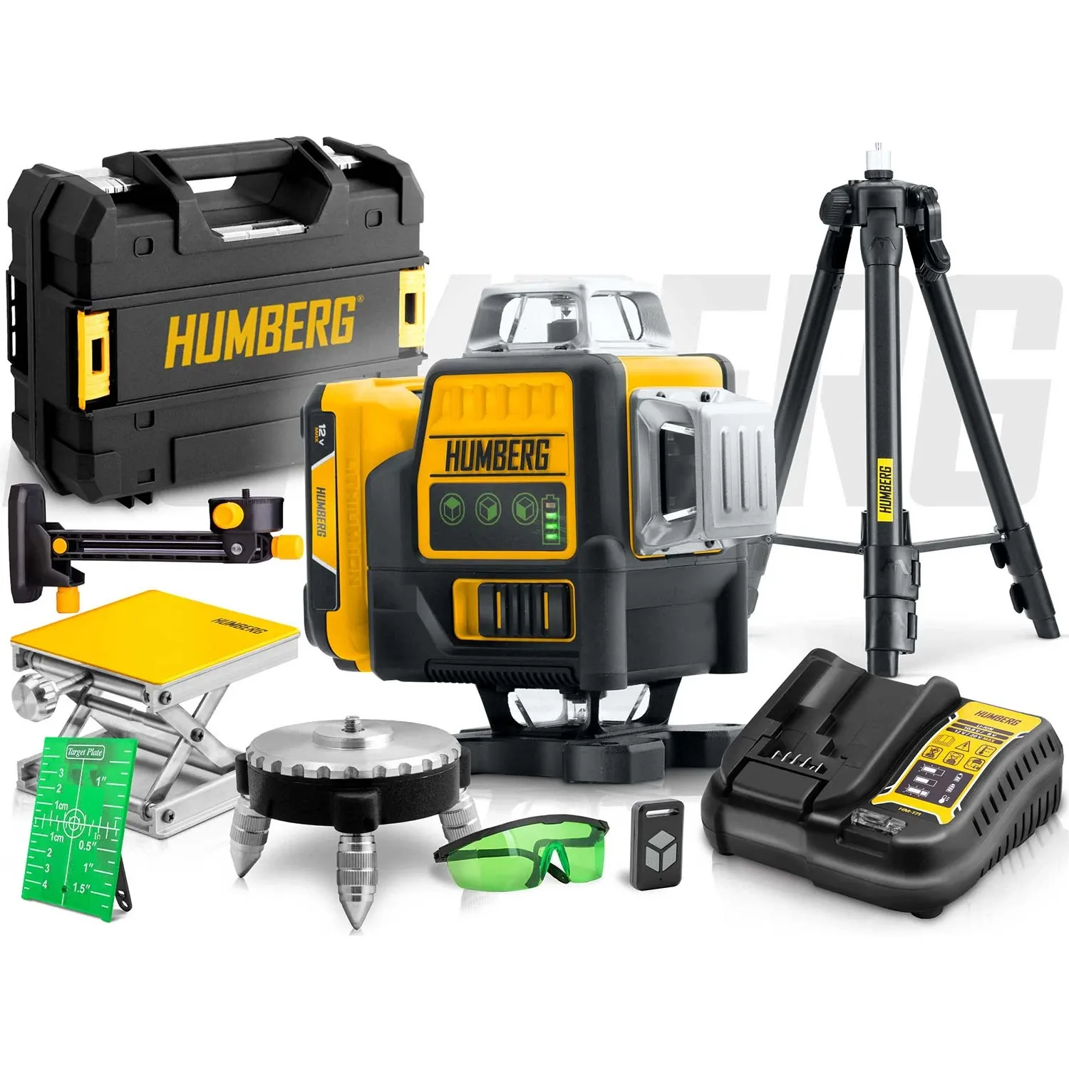 Kryžminis linijinis lazeris dėkle + trikojis „Humberg HM-171“ - nuotrauka 1