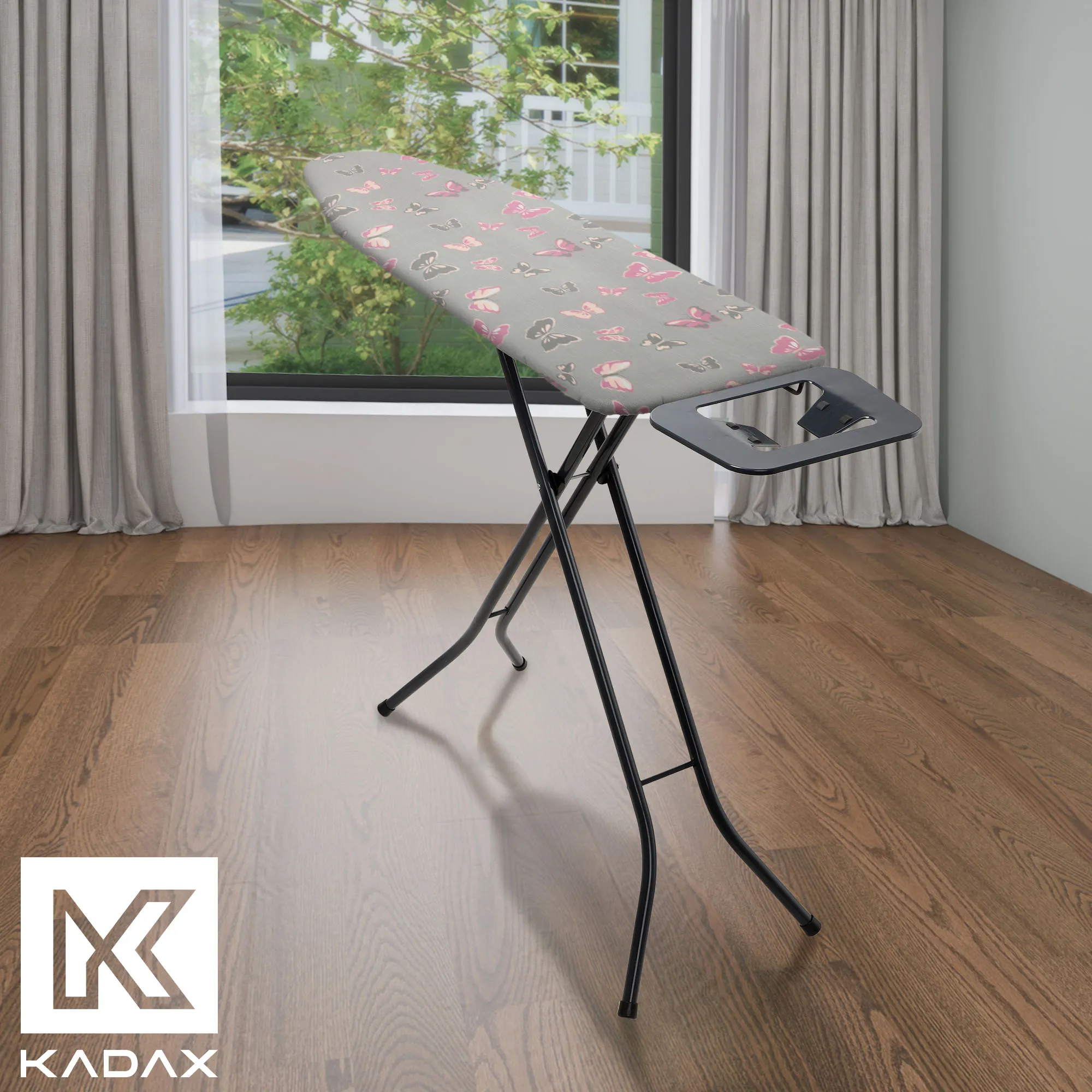 Viseu lyginimo lentos užvalkalas, tamprus, 115×40 cm, drugeliai