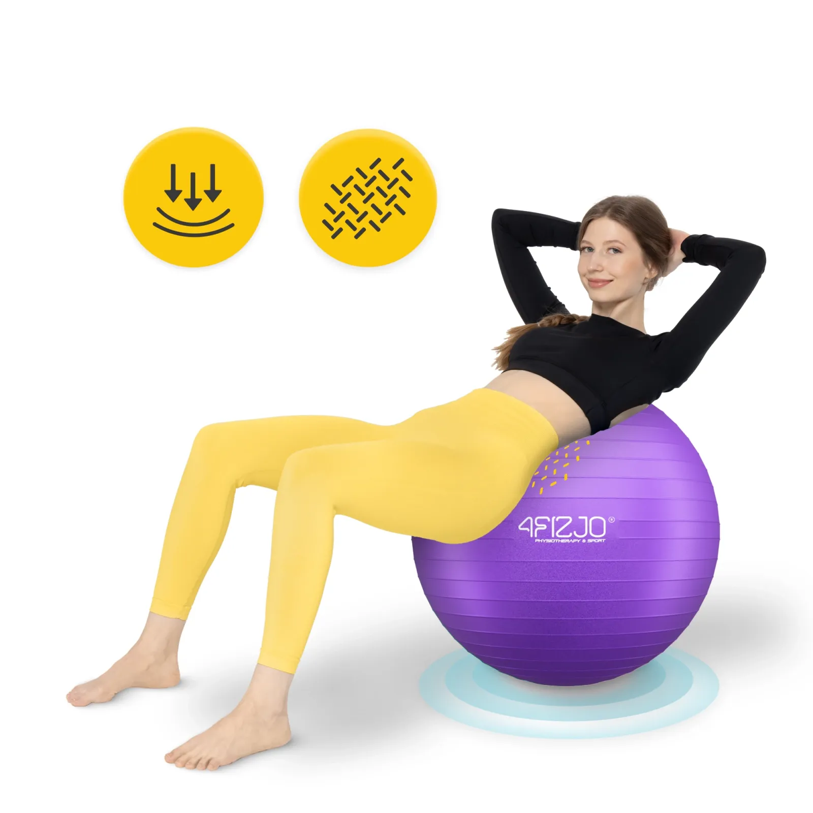 Pripučiamas gimnastikos kamuolys 75 cm violetinis