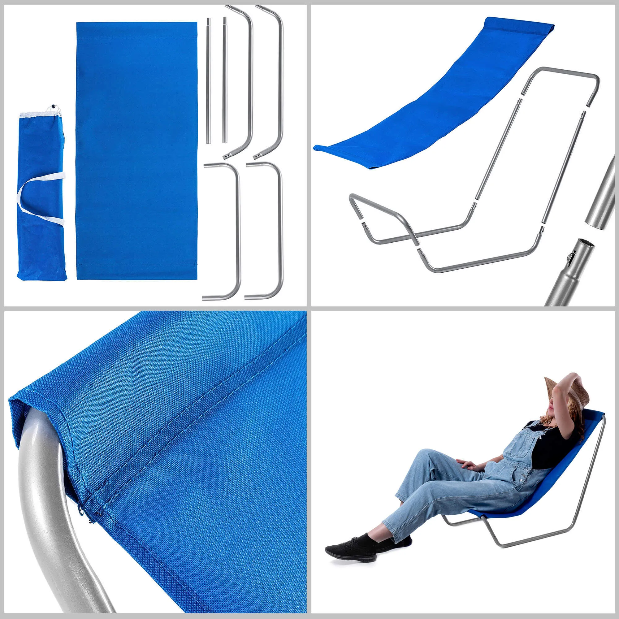„Mill“ sulankstoma paplūdimio kėdė su užvalkalu, mėlyna