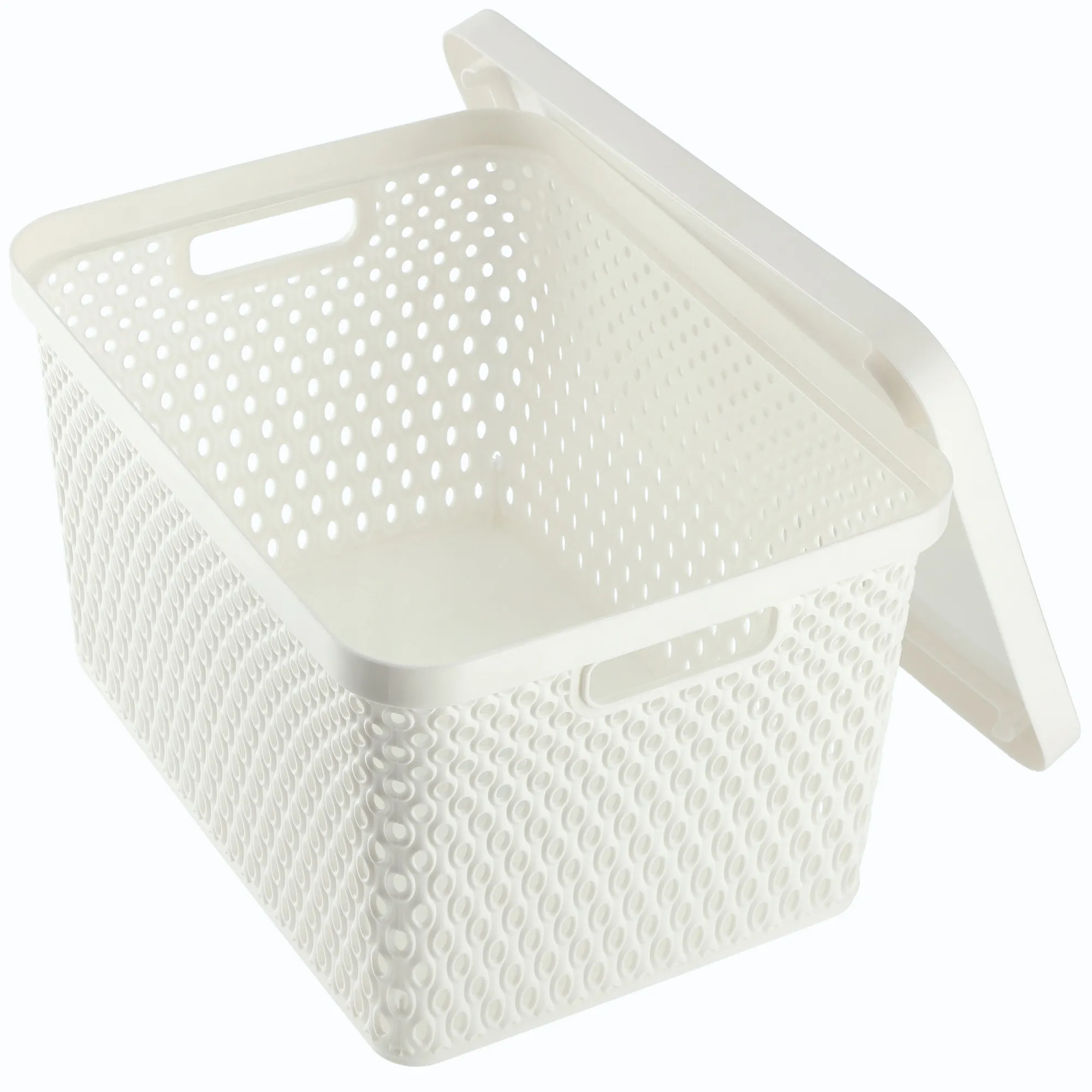 Pau daiktadėžių rinkinys su dangčiu, 4,5 l + 12 l + 18 l, baltas