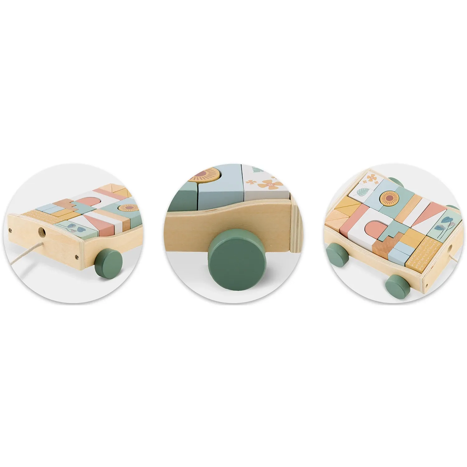 Medinis traukiamas žaislas su kaladėlėmis NK-853 Nukido - nuotrauka 1