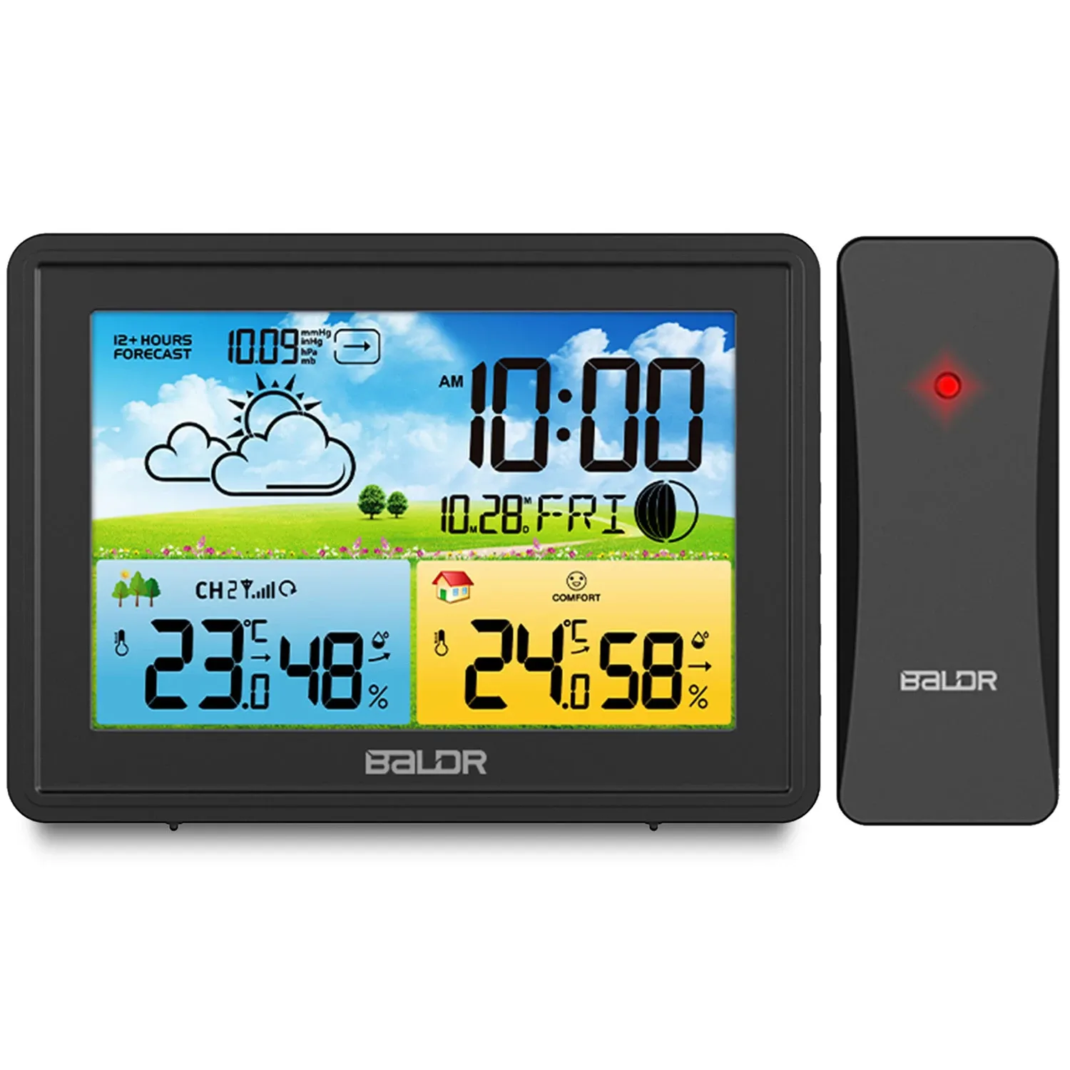 Meteorologinė stotelė su ekranu BD-908, juoda - nuotrauka 1