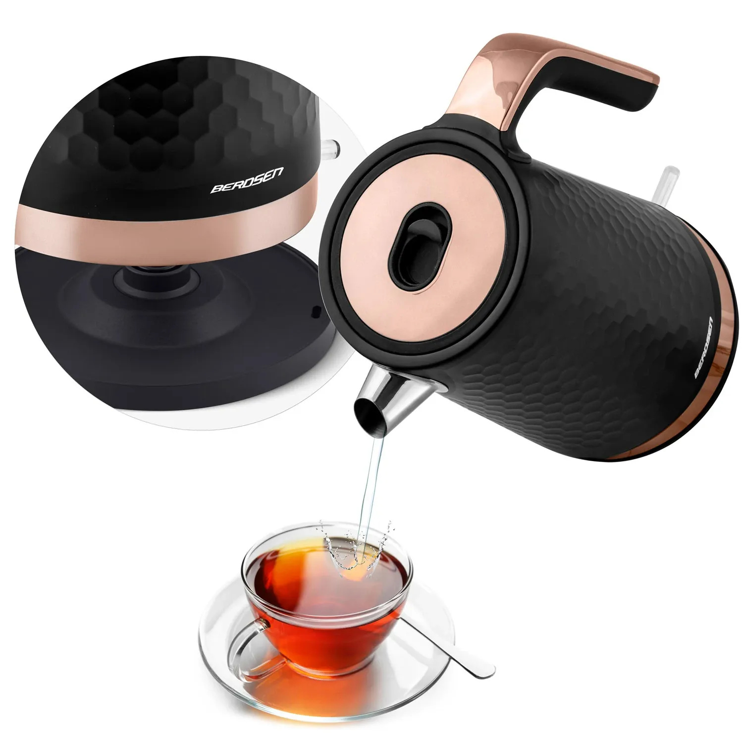 Berdsen BD-705 1,7 l elektrinis virdulys, juodas ir varinis - nuotrauka 1