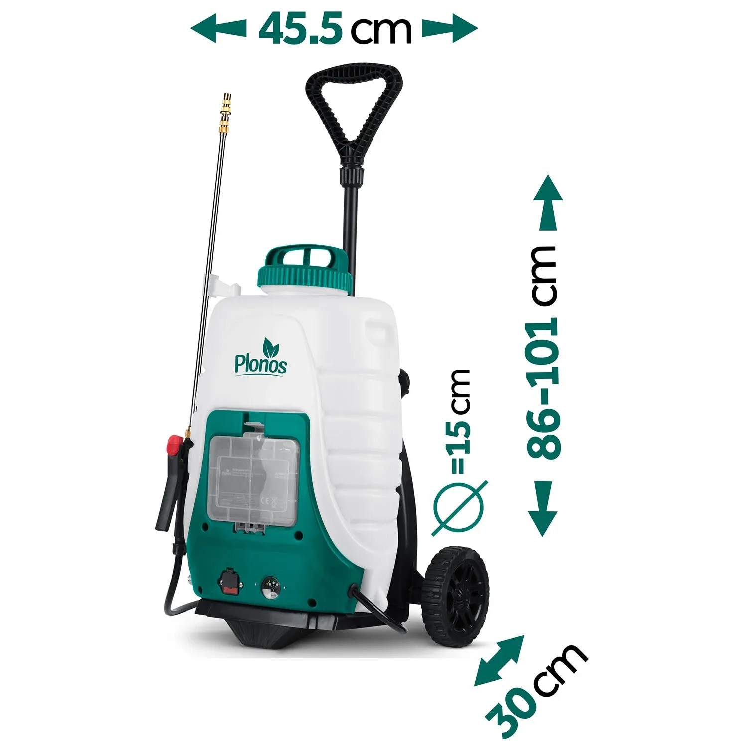 „Plonos PL-601“ akumuliatorinis purkštuvas su vežimėliu - nuotrauka 1