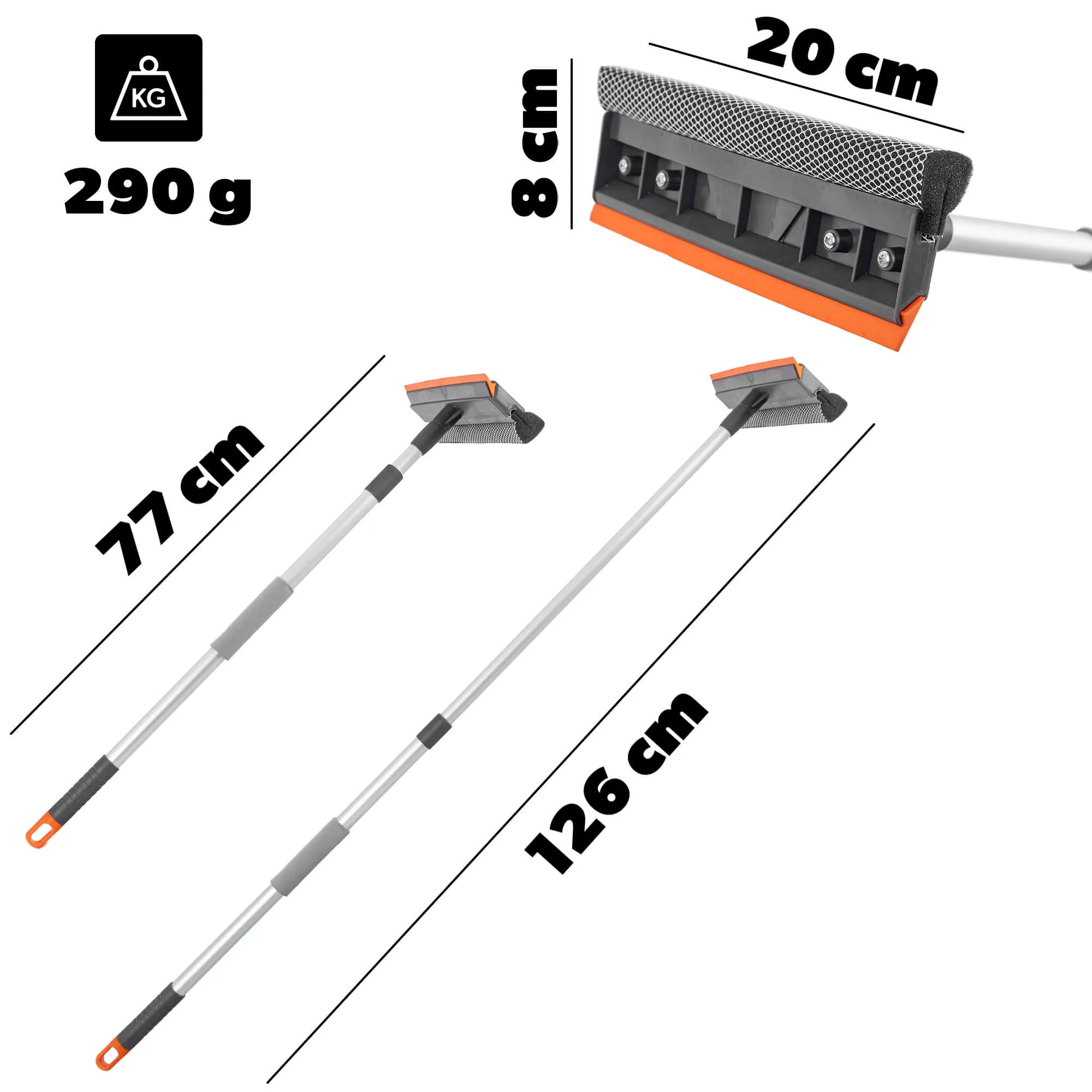 Ranes teleskopinis langų valytuvas su kempine 75-125 x 20 cm
