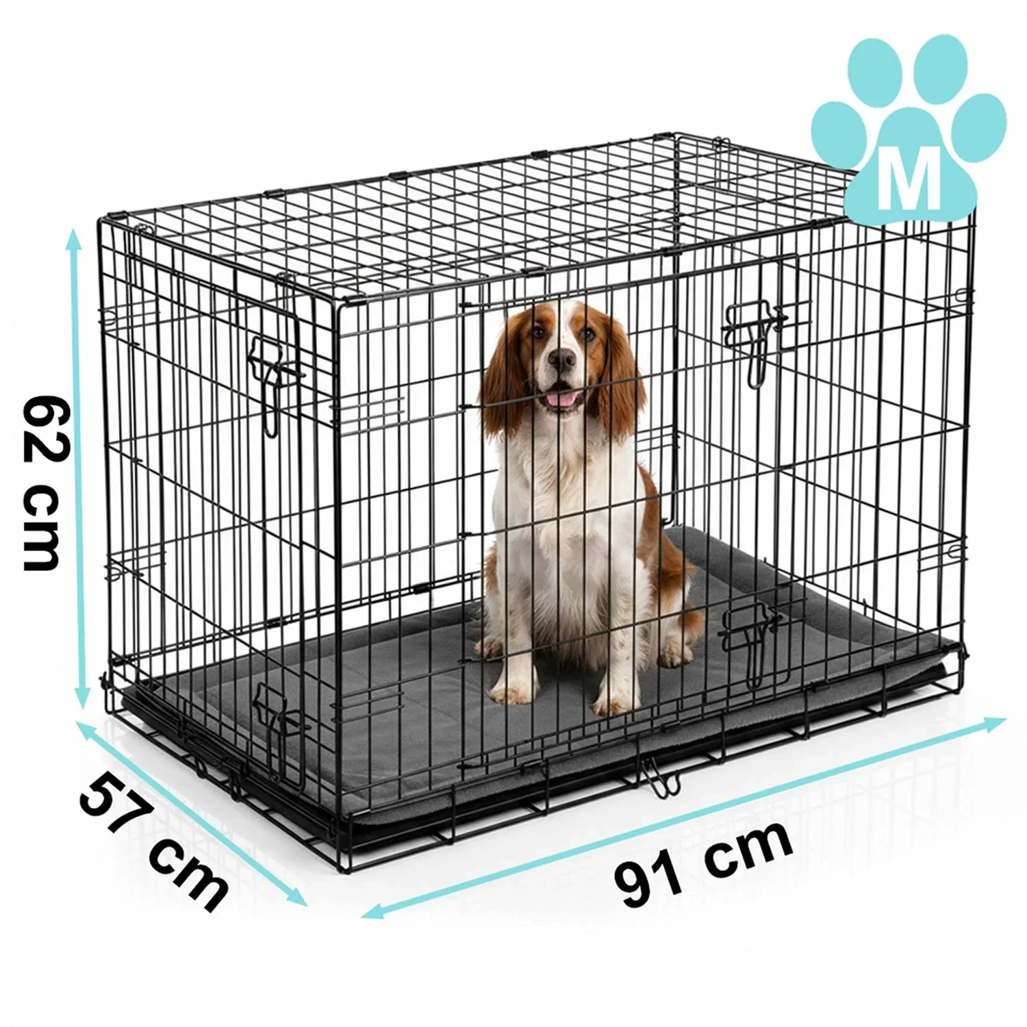Metalinis šunų voljeras + guolis 91 x 57 x 62 cm PH-201 - nuotrauka 1