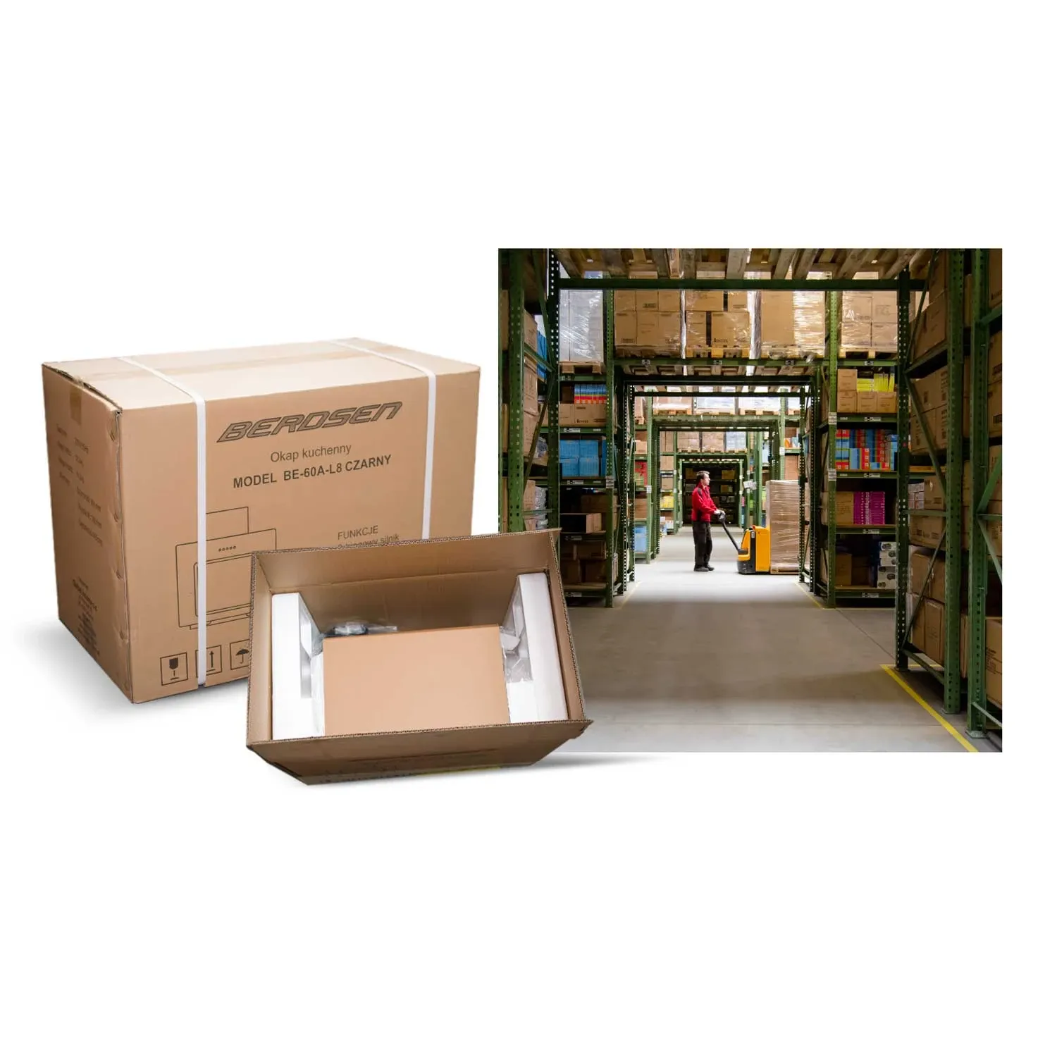 Gartraukis su kaminu, 60 cm, nerūdijančio plieno + juodos spalvos, BT-209 - nuotrauka 1