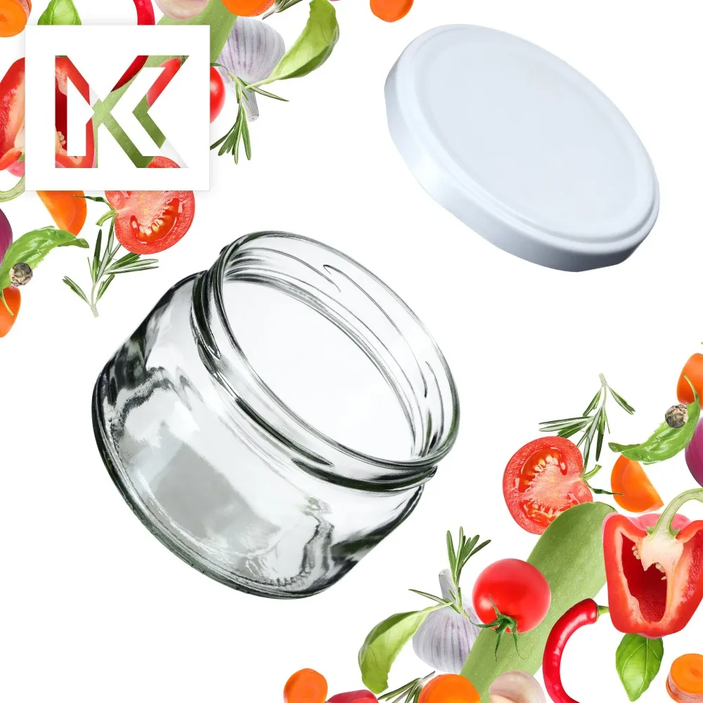 Denia konservavimo stiklainiai 250 ml, 100 vnt., 82 mm + baltas dangtelis