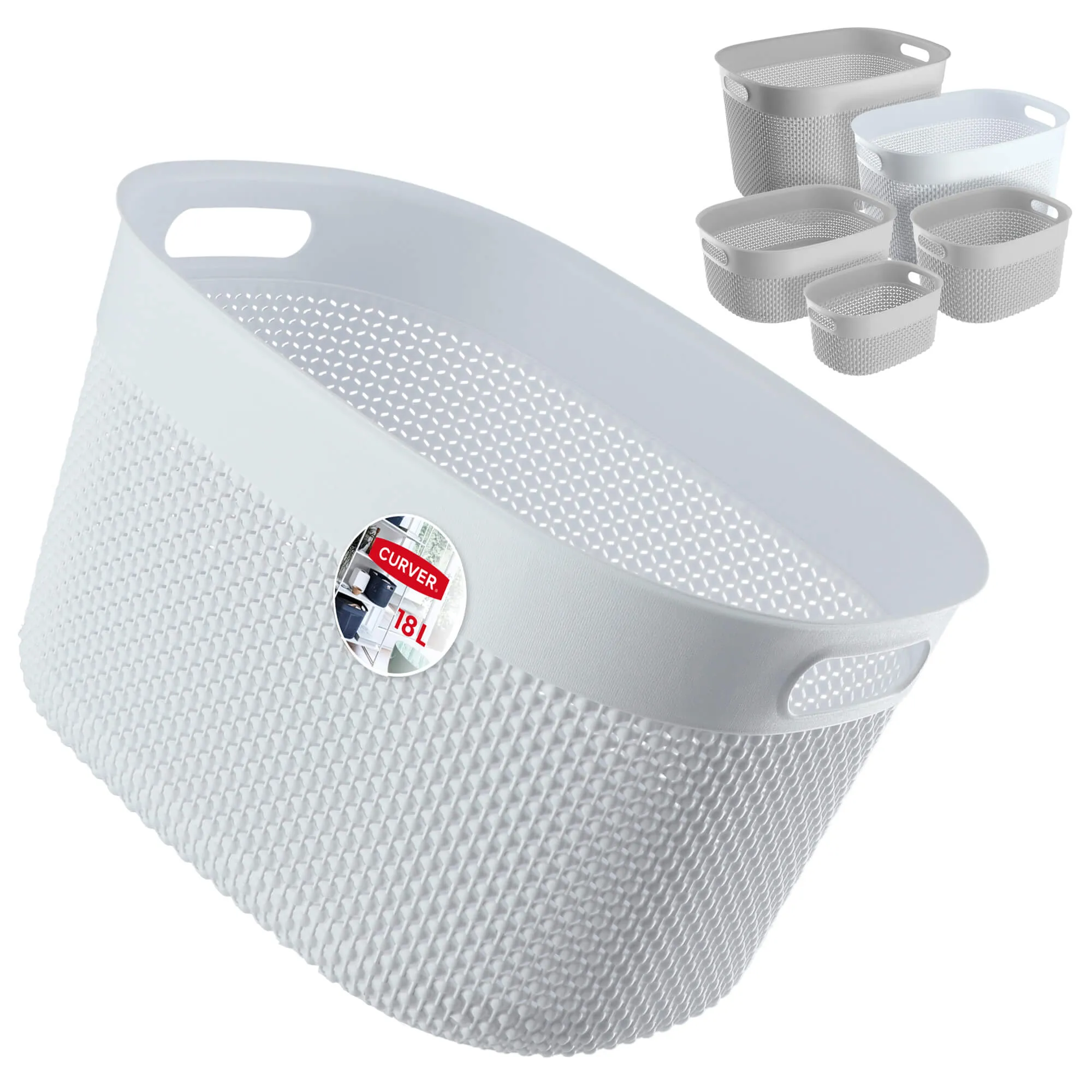 Stačiakampis krepšys 18 l Curver Filo perdirbtas, baltas
