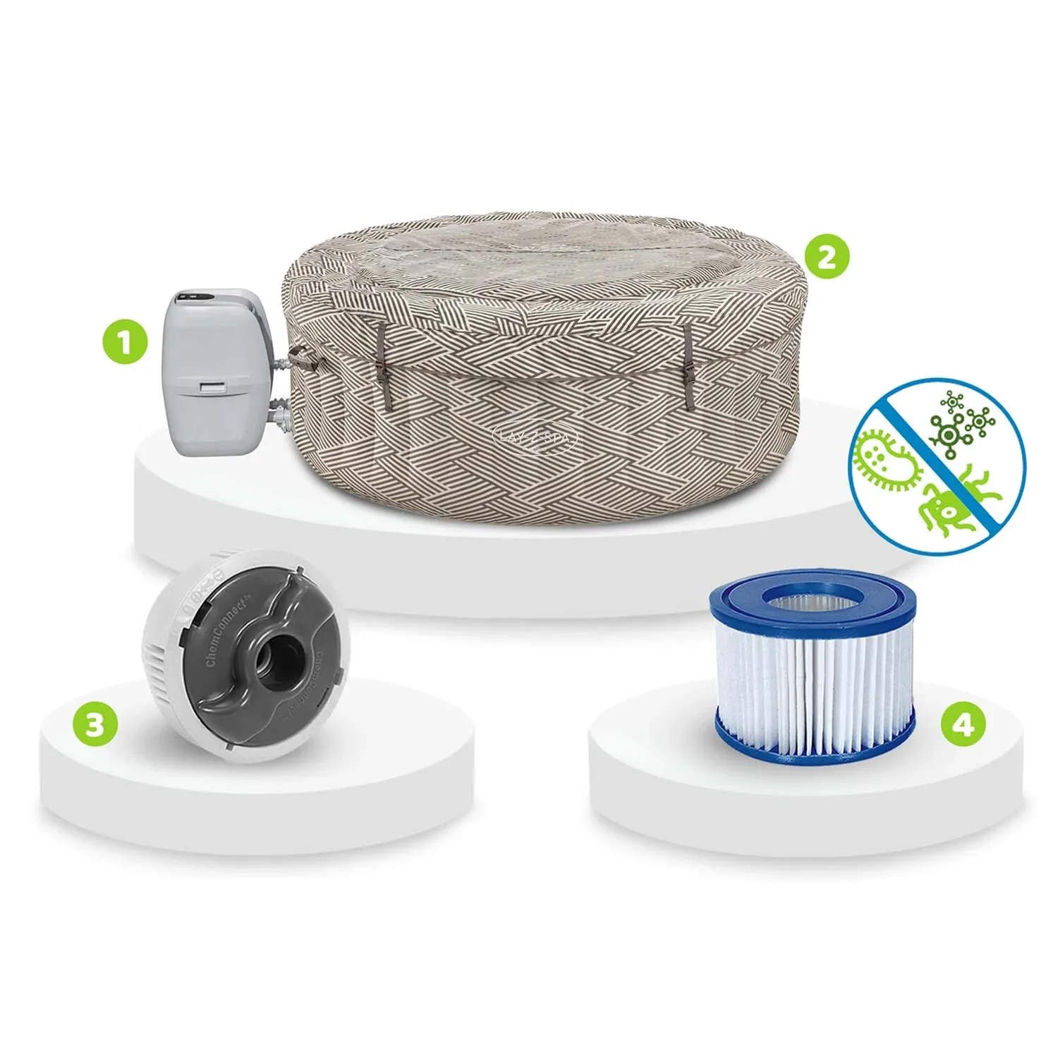 Pripučiama SPA vonia „Lay-Z Madrid“, skirta 4 asmenims, „Bestway“, 60055 - nuotrauka 1