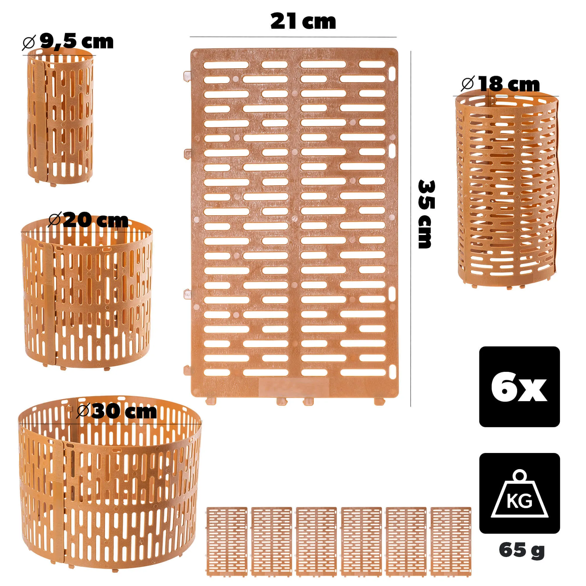 Ydes medžio kamieno uždangalai 20 x 33 cm rudi 6 vnt.