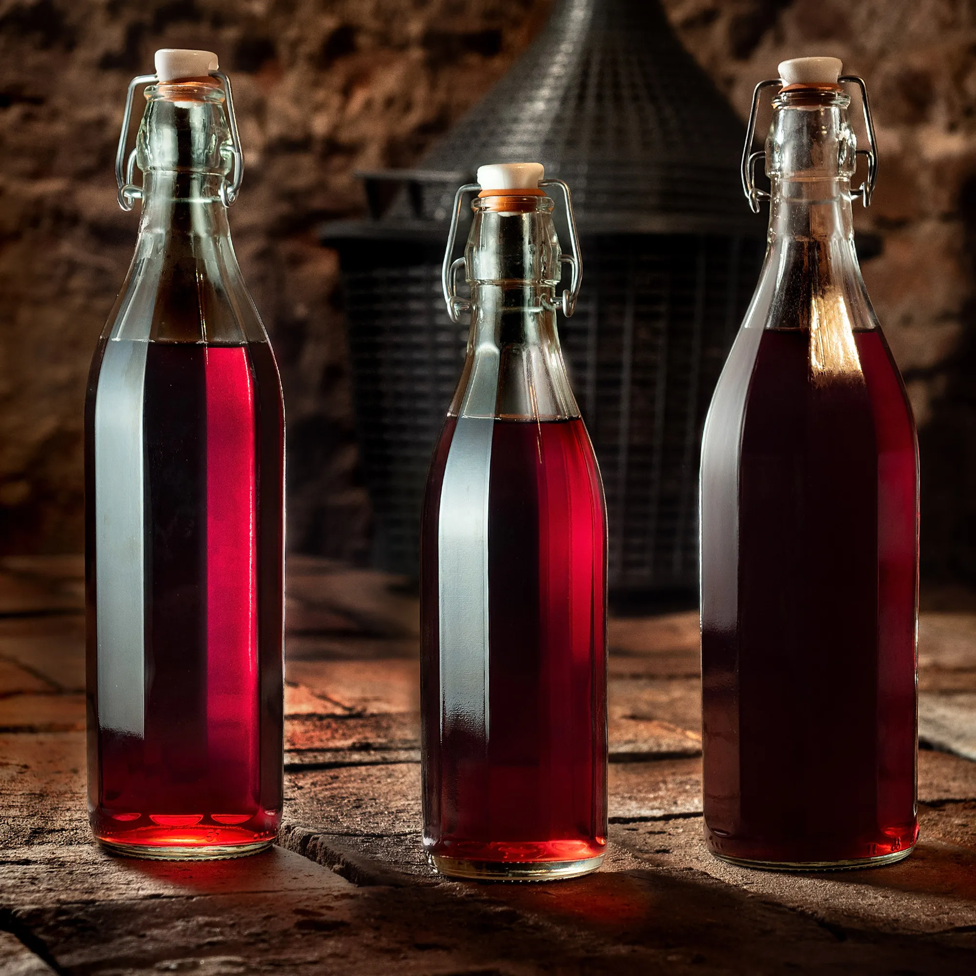 Plyšto stiklo butelis su kamščiu, 500 ml, 3 vnt.
