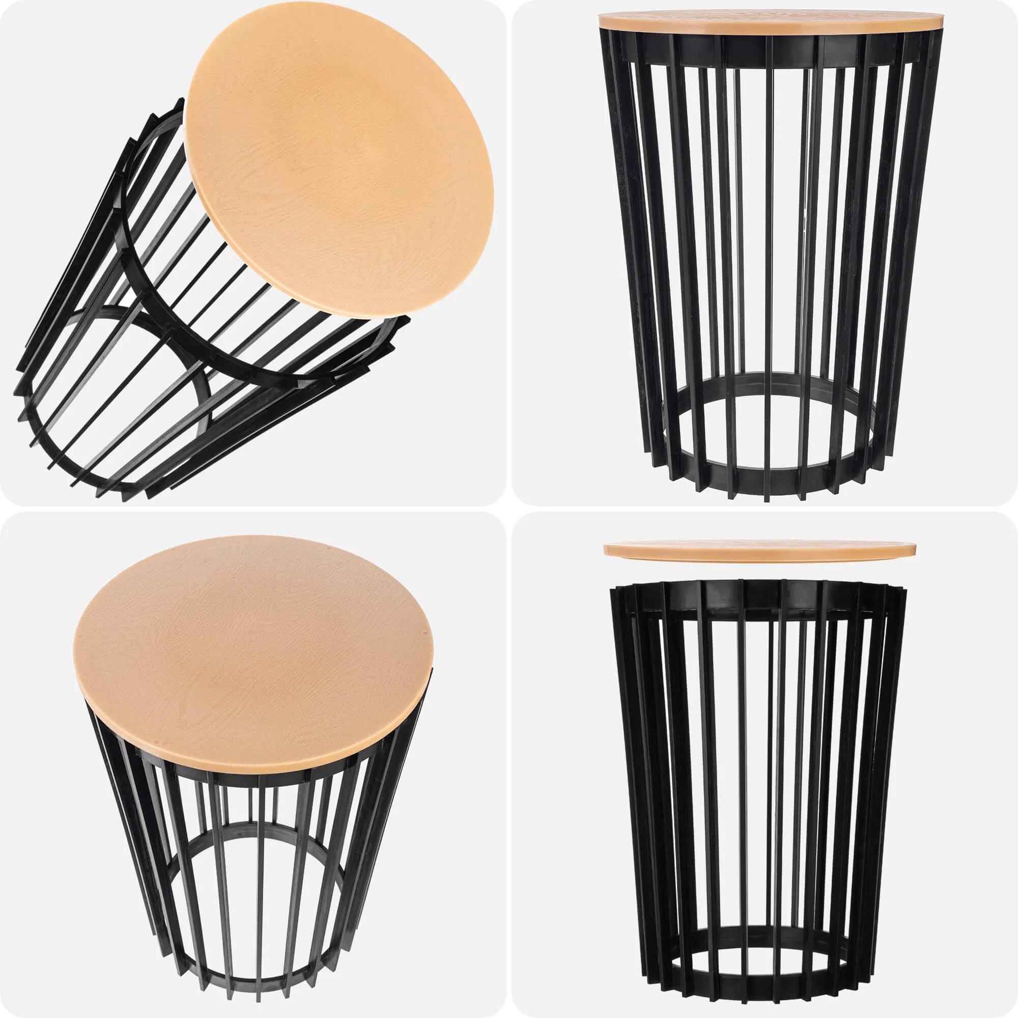 Aytre dvipusis augalų stovas 40 cm juodas + natūralaus medžio stalviršis