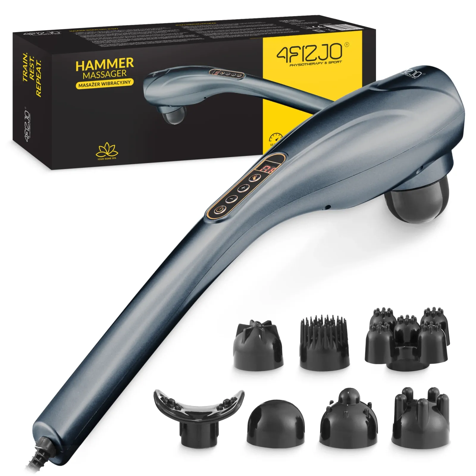 Rankinis vibruojantis kūno masažuoklis pilkas