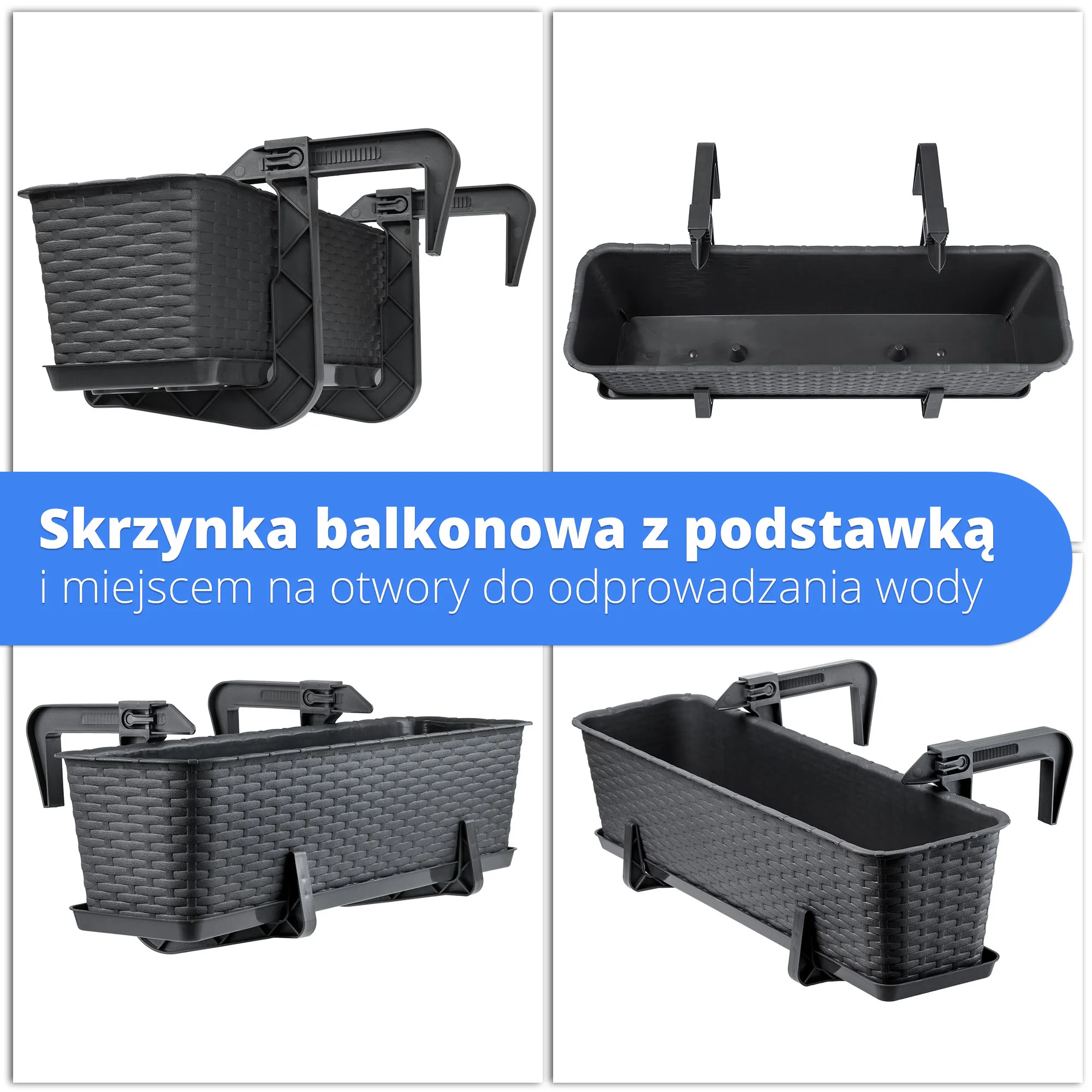 Balkoninis gėlių vazonas su rankenomis Frette 60 x 17 cm