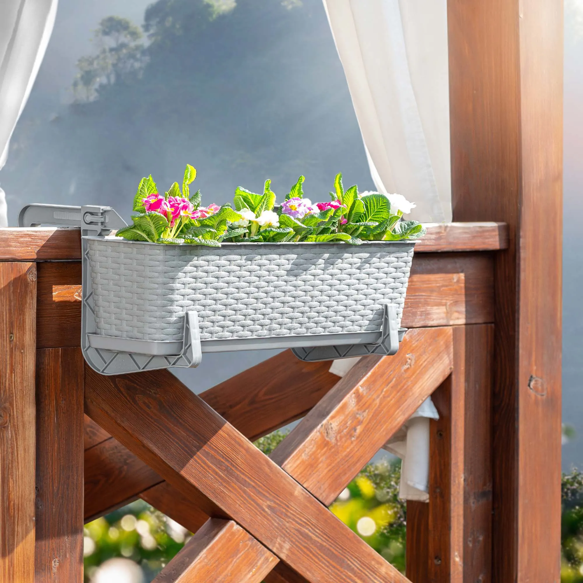 Balkono dėžė su rankenomis Castro pilka 60 cm