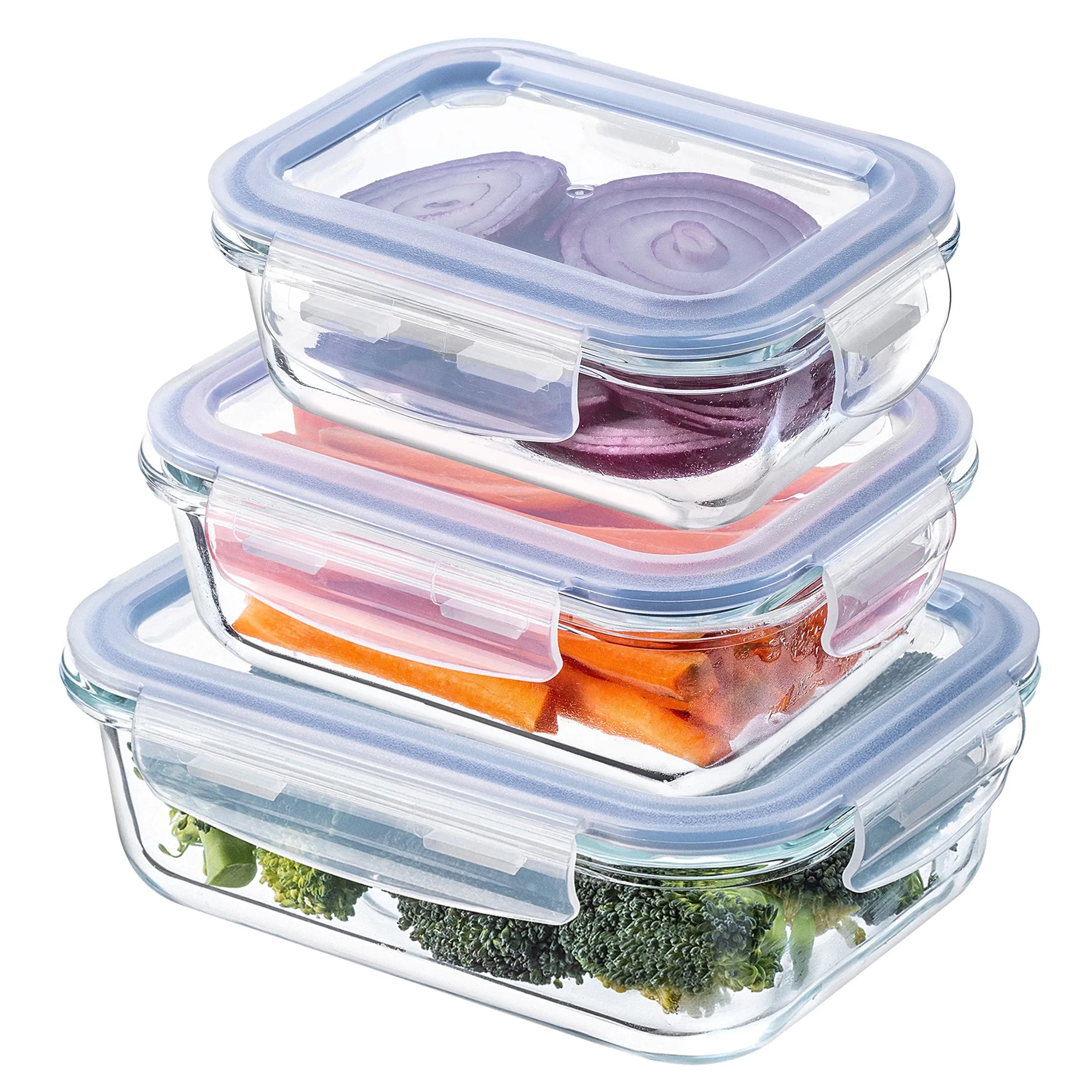 Athie stačiakampių indelių rinkinys 370 ml + 640 ml + 1040 ml