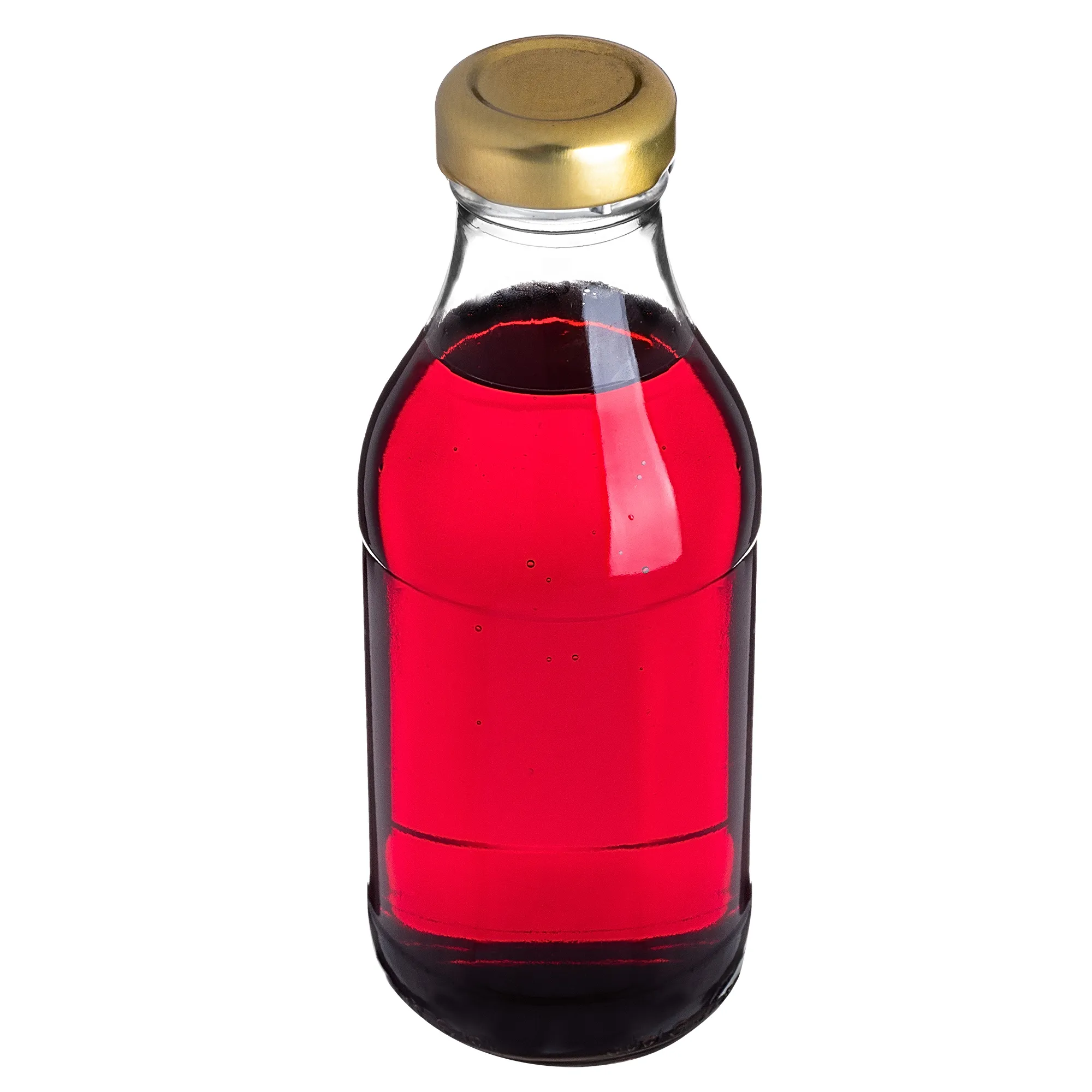 Potelle stikliniai sulčių buteliai 0,33 l su auksiniu dangteliu, 8 vnt.