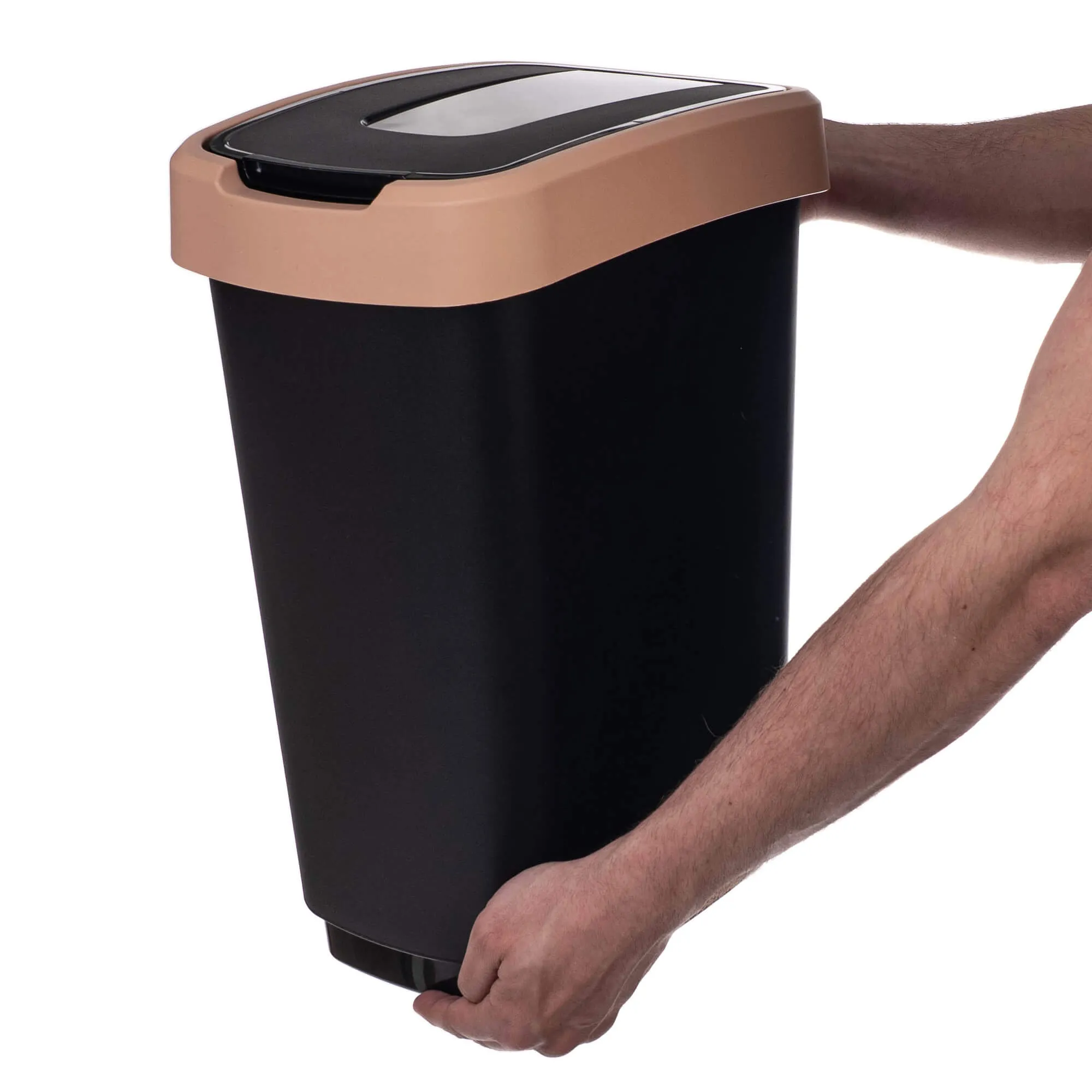 Morin 25 l šiukšliadėžė su besisukančiu dangčiu, juodos ir rudos spalvos