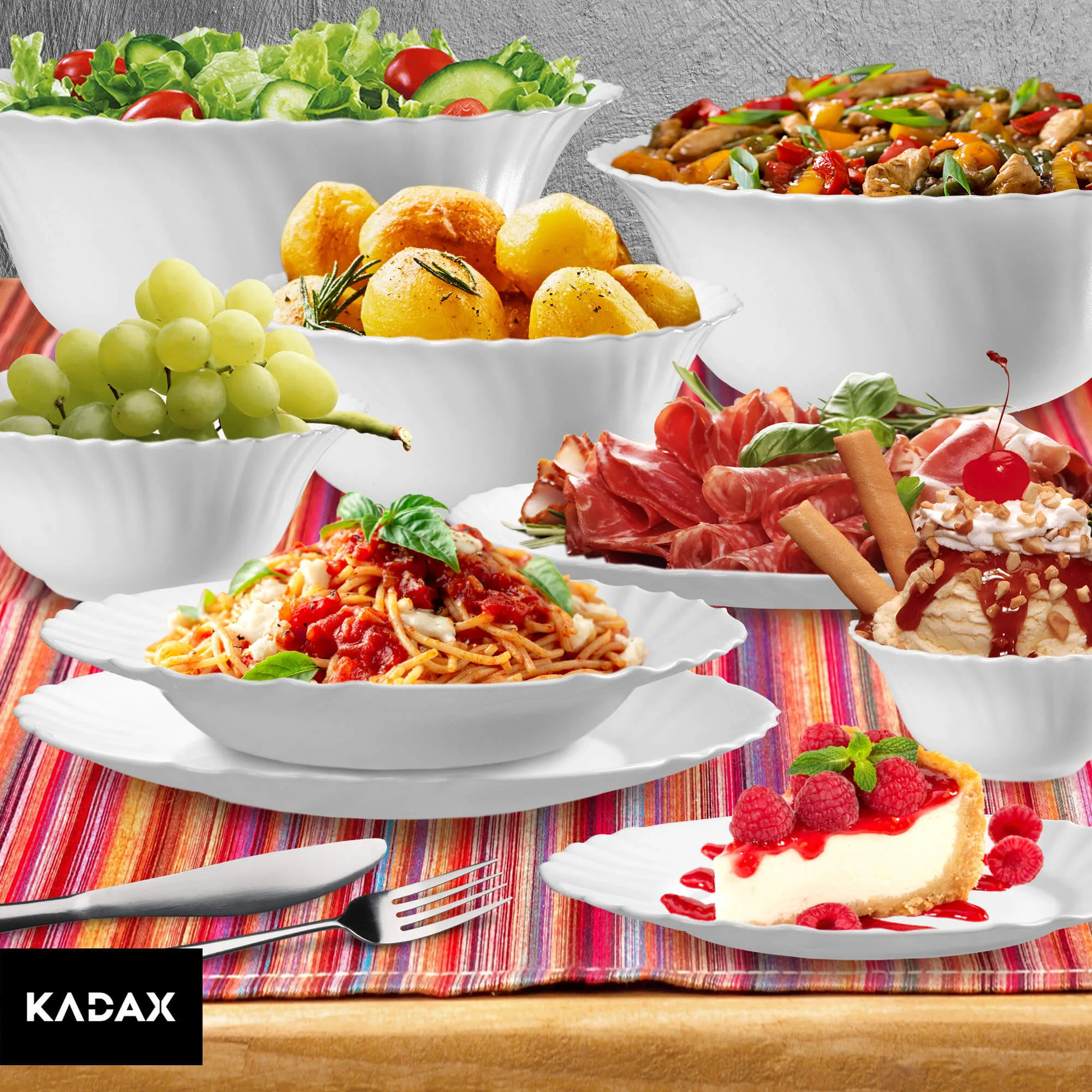 Auris stiklinis salotų dubuo 13 x 5 cm, baltas