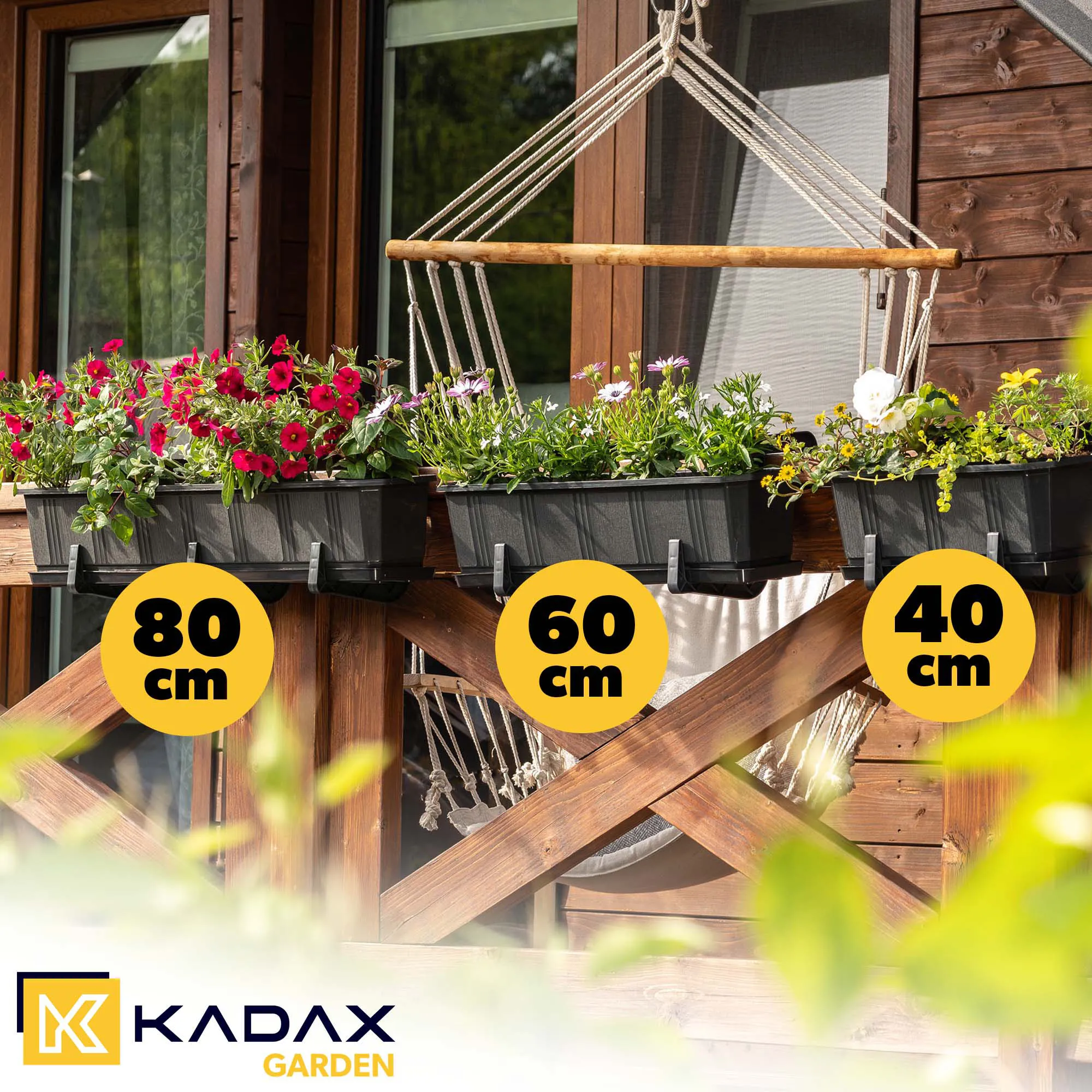 Balkoninis vazonas su rankenėlėmis grafito spalvos Oste 40 cm